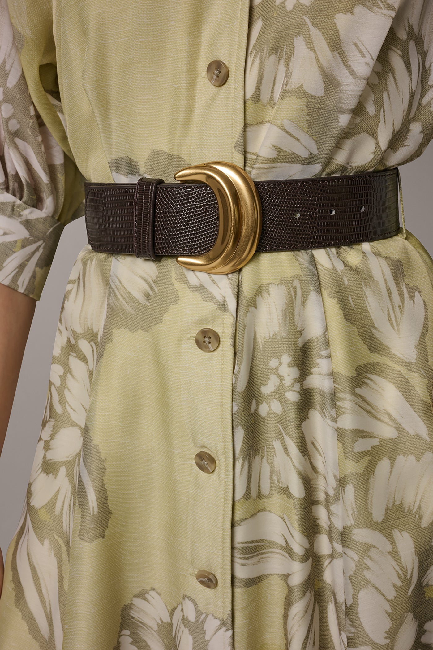 Summer Citron Multi PUFF SLEEVE MIDI SHIRT DRESS Donna Karan