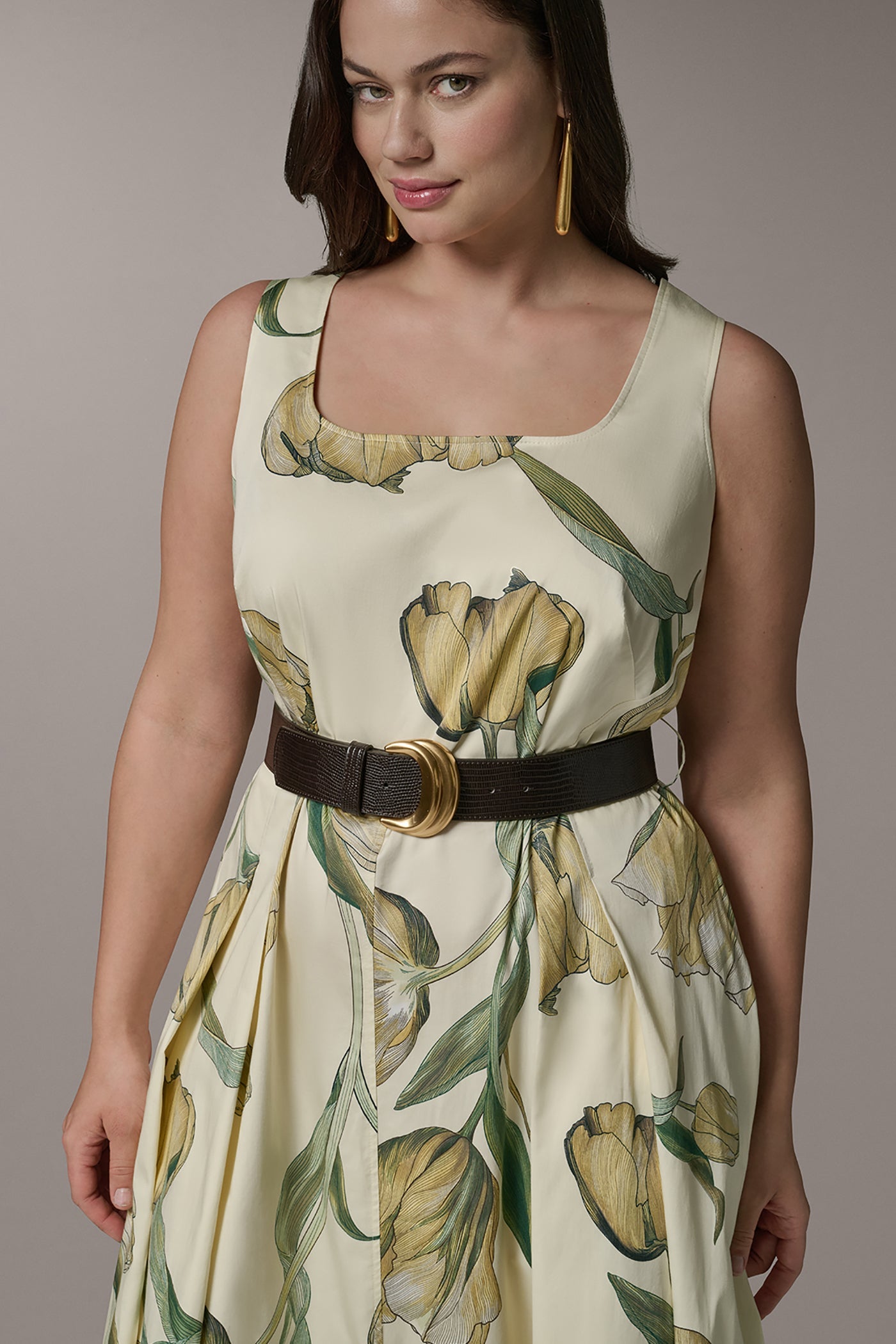 Pannacotta Multi COTTON-SATEEN PRINTED MIDI A-LINE DRESS Donna Karan