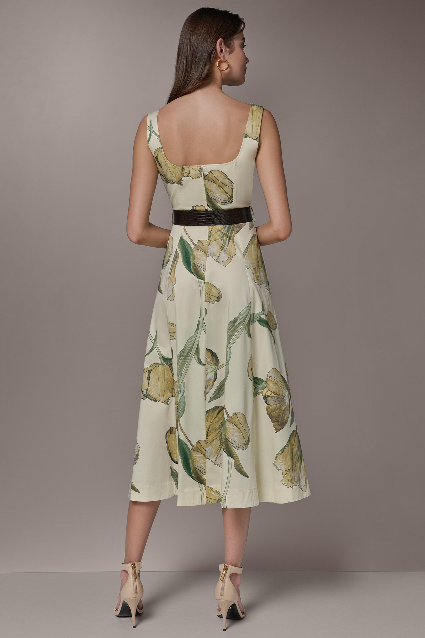 Pannacotta Multi COTTON-SATEEN PRINTED MIDI A-LINE DRESS Donna Karan