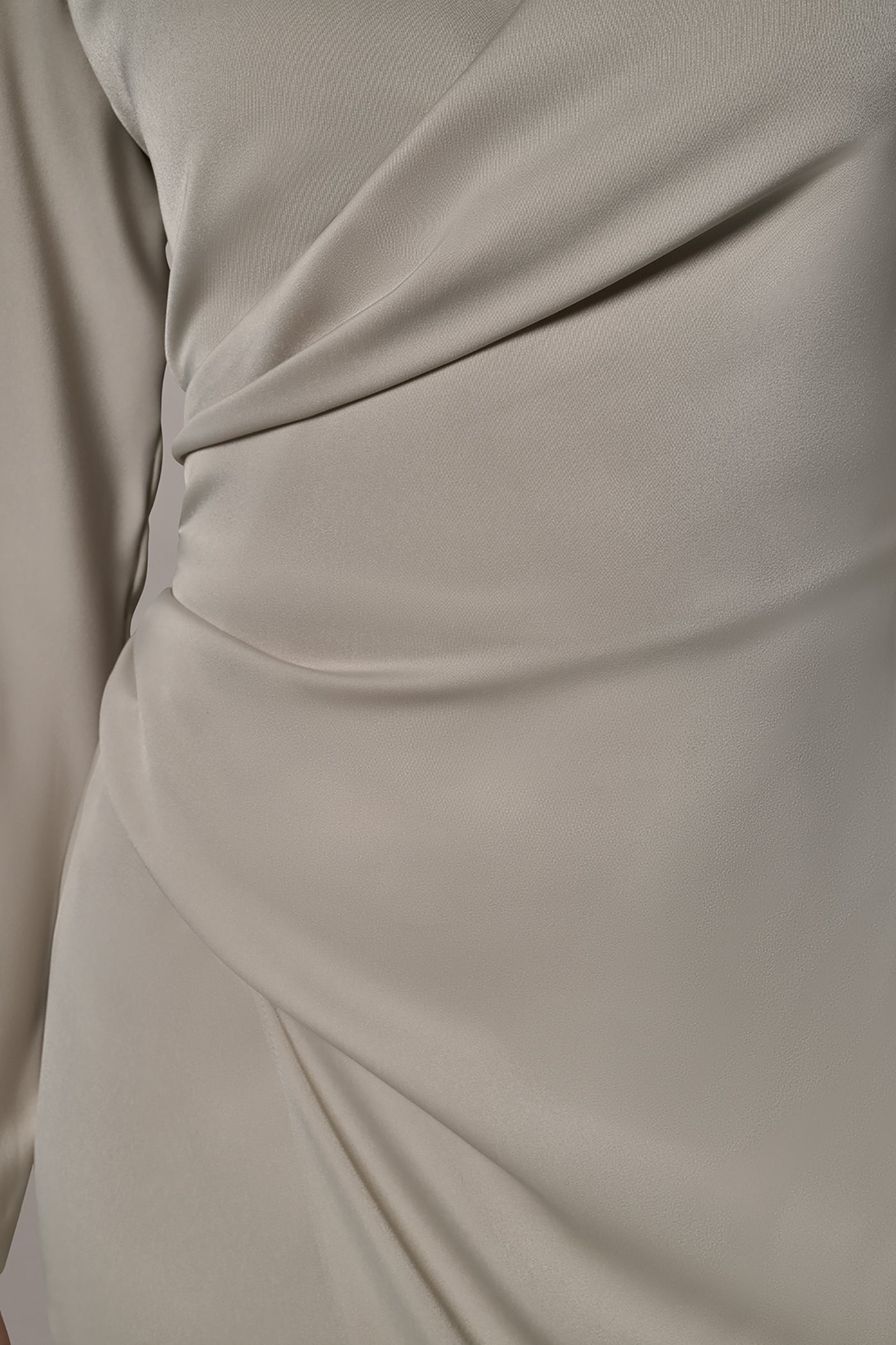 Tuscan Grey LONG SLEEVE WRAP-EFFECT SHIRT DRESS Donna Karan