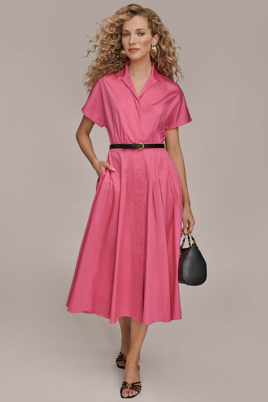 BIMINI SHORT SLEEVE BUTTON-FRONT SHIRT DRESS Donna Karan