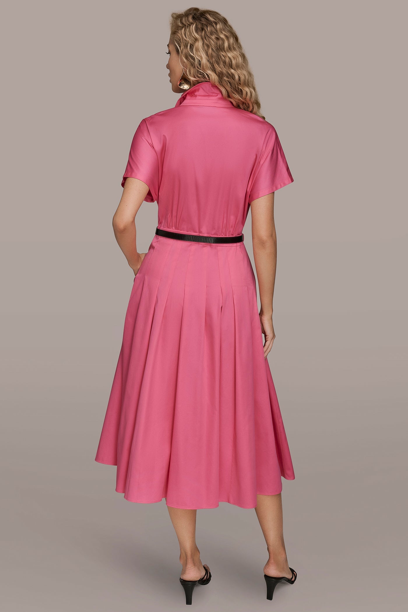 BIMINI SHORT SLEEVE BUTTON-FRONT SHIRT DRESS Donna Karan