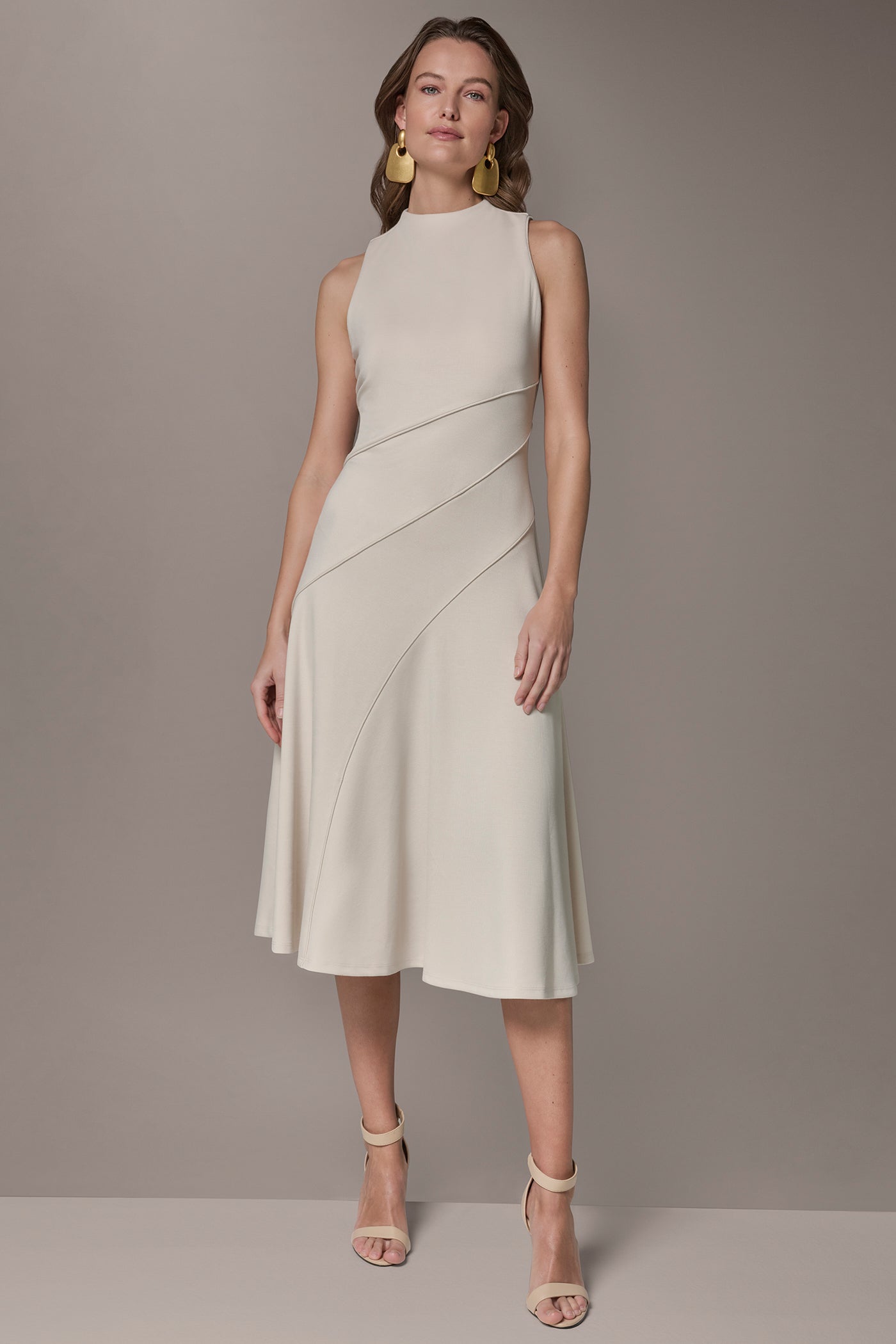 Vellum DIAGONAL RIB MIDI A-LINE DRESS Donna Karan