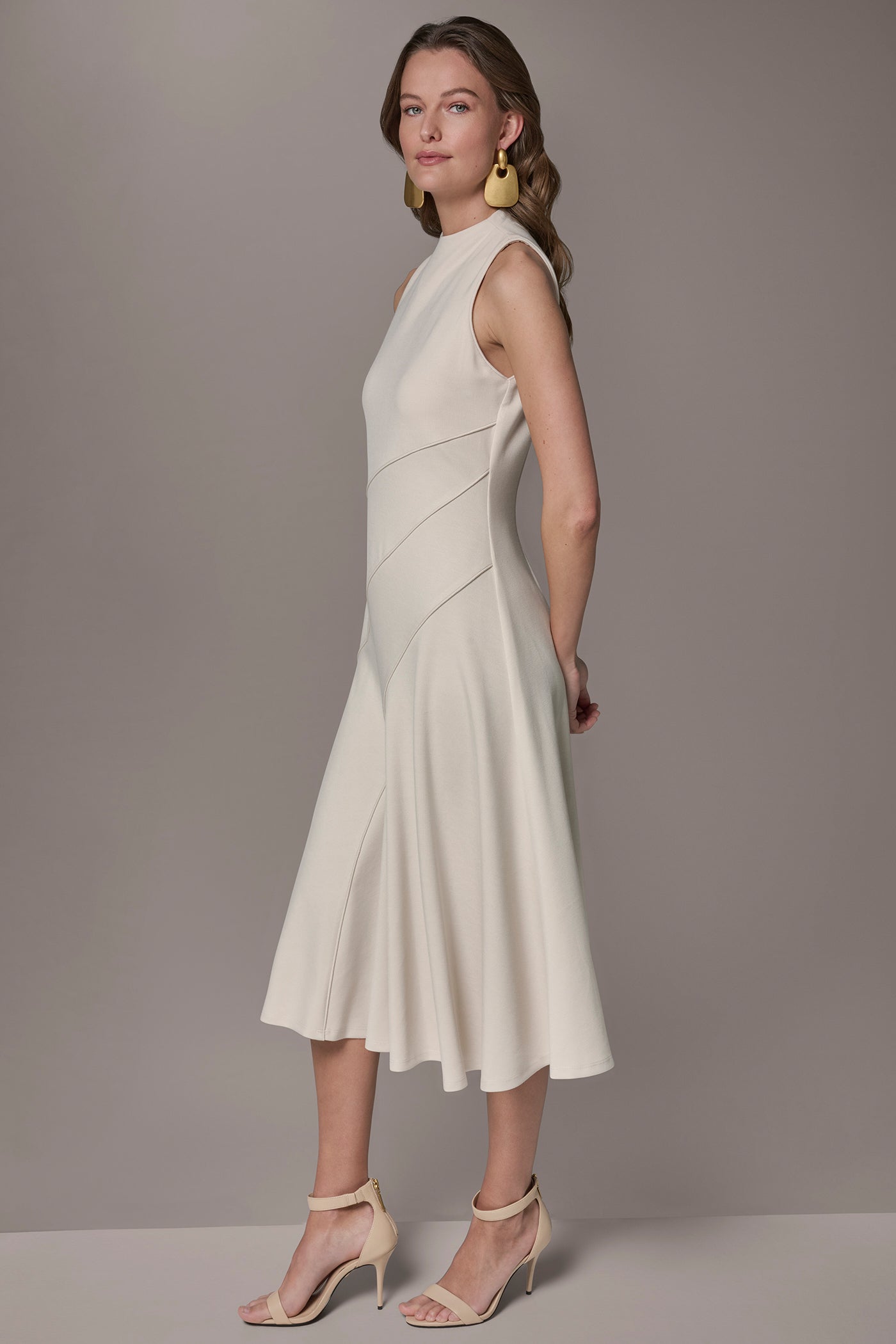 Vellum DIAGONAL RIB MIDI A-LINE DRESS Donna Karan