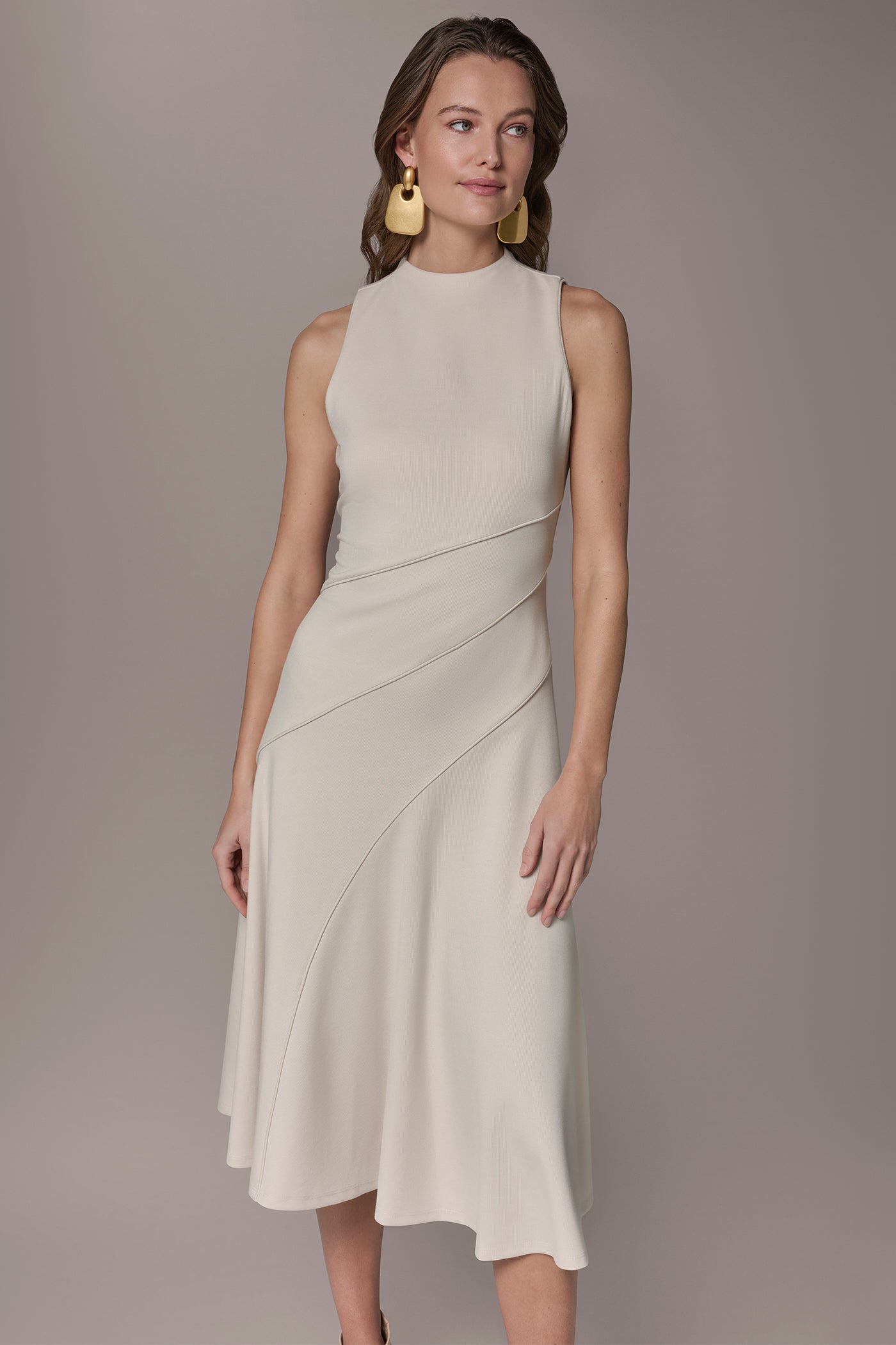 Vellum DIAGONAL RIB MIDI A-LINE DRESS Donna Karan