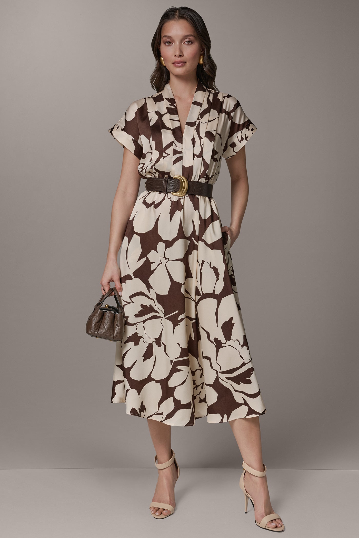 Canyon/Canvas SHORT SLEEVE FLORAL MIDI A-LINE DRESS Donna Karan