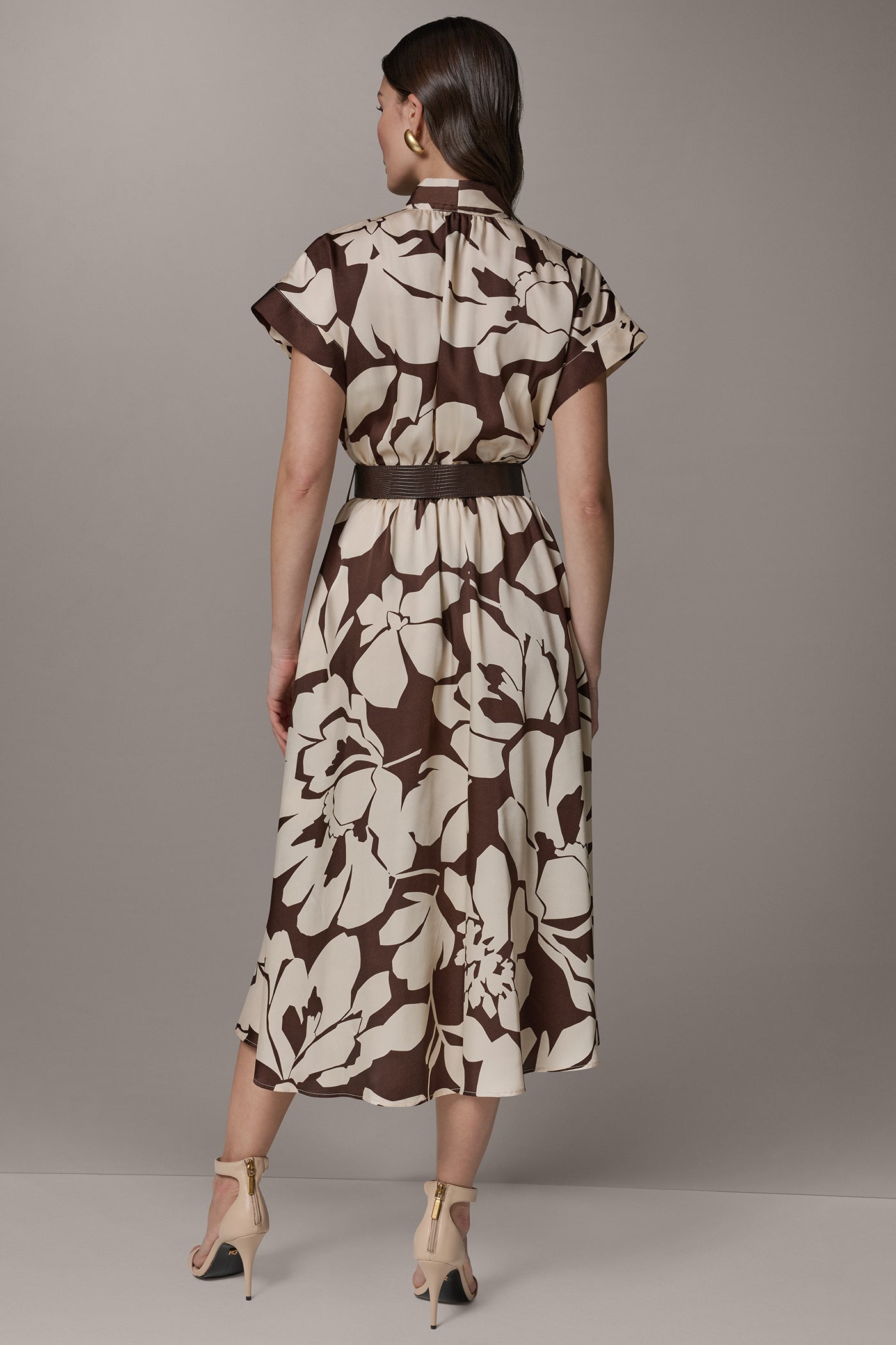 Canyon/Canvas SHORT SLEEVE FLORAL MIDI A-LINE DRESS Donna Karan