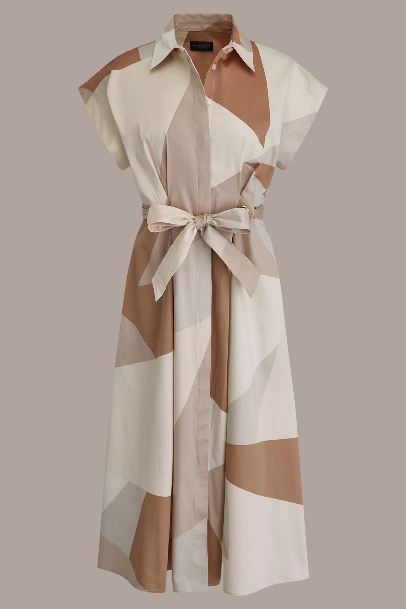 Umbria/Scallop Shell Mult COTTON-SATEEN PRINTED MIDI SHIRT DRESS Donna Karan