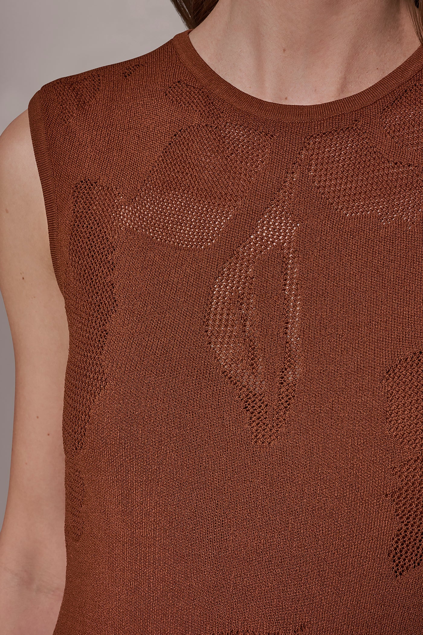 Cognac FLORAL-JACQUARD MIDI SWEATER DRESS Donna Karan