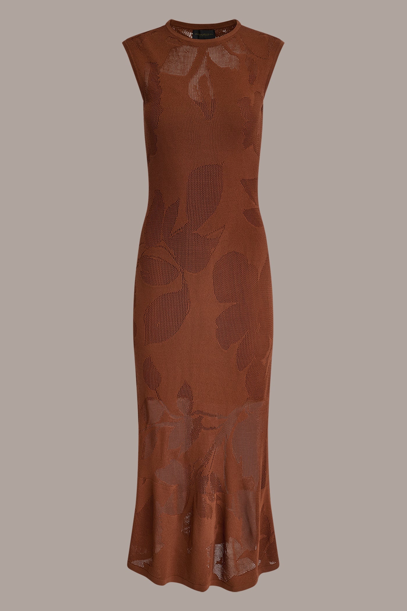 Cognac FLORAL-JACQUARD MIDI SWEATER DRESS Donna Karan