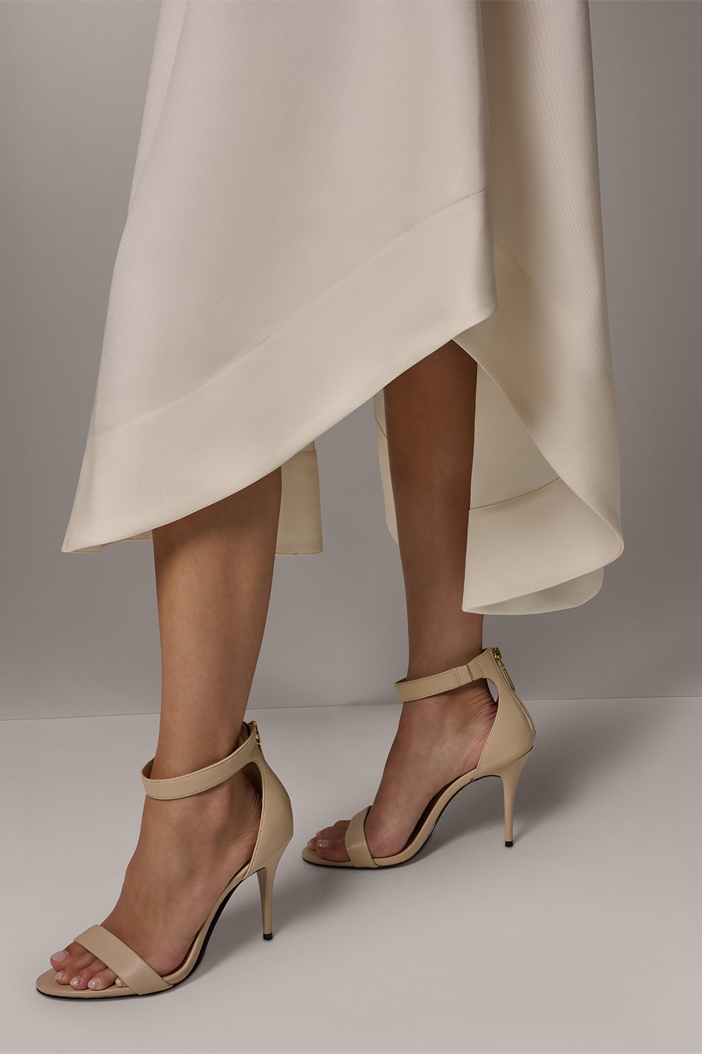 Cream MIKADO STRAPLESS MIDI GOWN Donna Karan