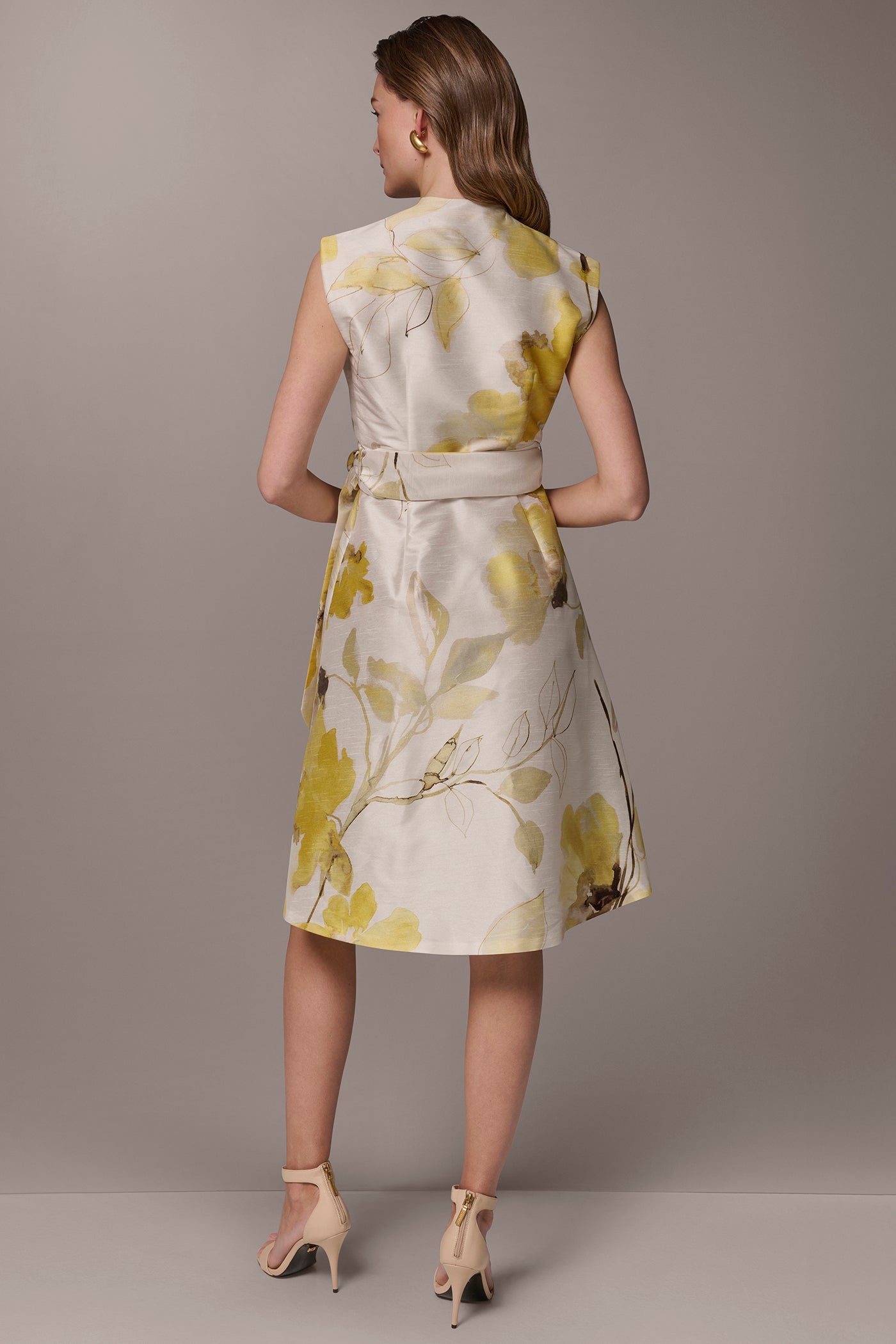 Limoncello Multi FLORAL JACQUARD WRAP-EFFECT MIDI DRESS Donna Karan