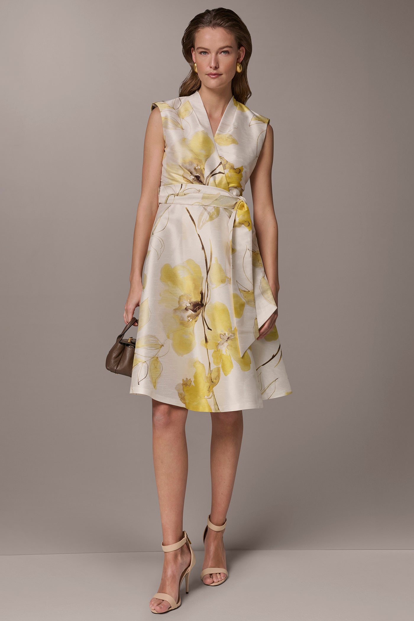 Limoncello Multi FLORAL JACQUARD WRAP-EFFECT MIDI DRESS Donna Karan