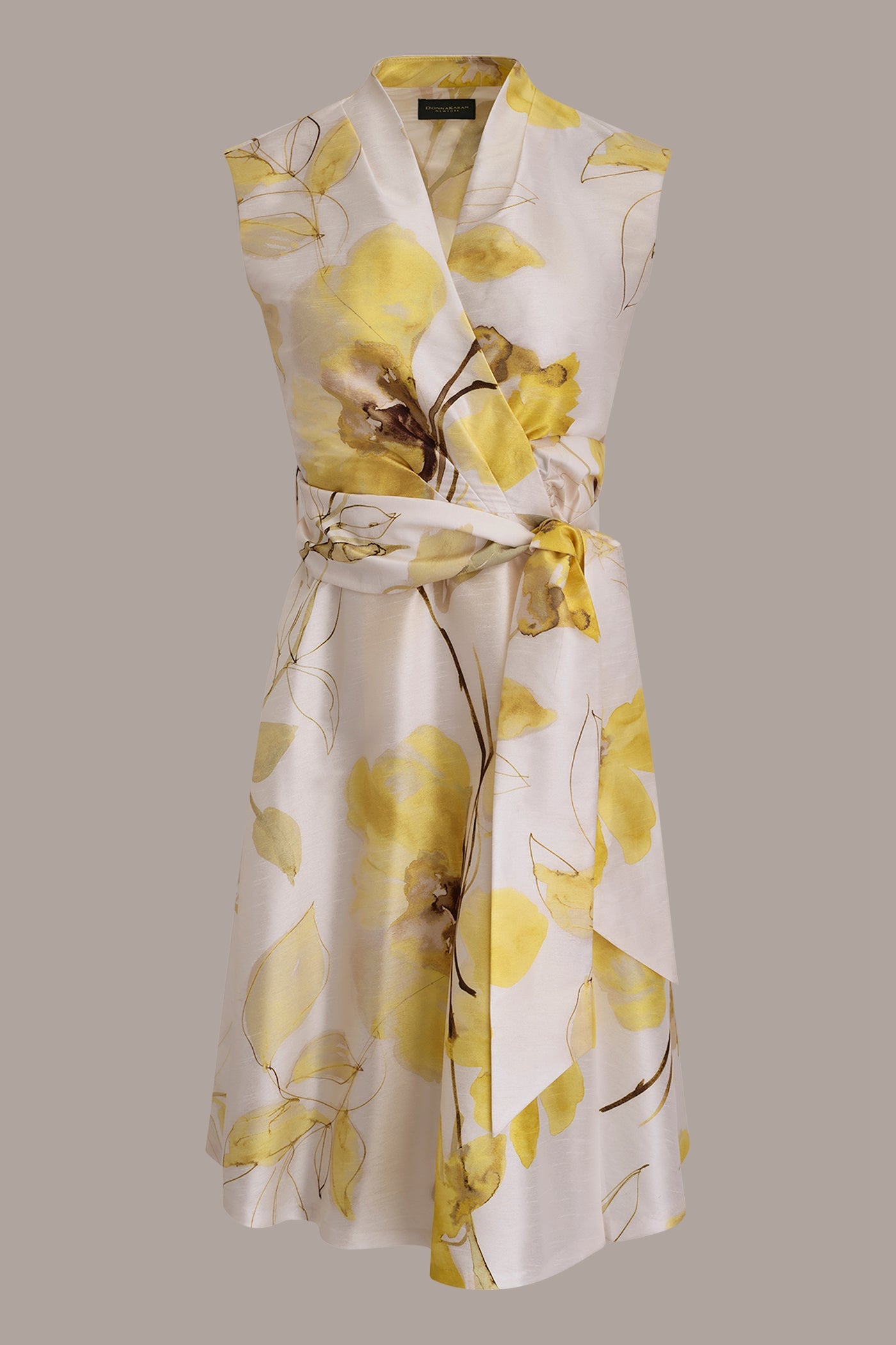 Limoncello Multi FLORAL JACQUARD WRAP-EFFECT MIDI DRESS Donna Karan