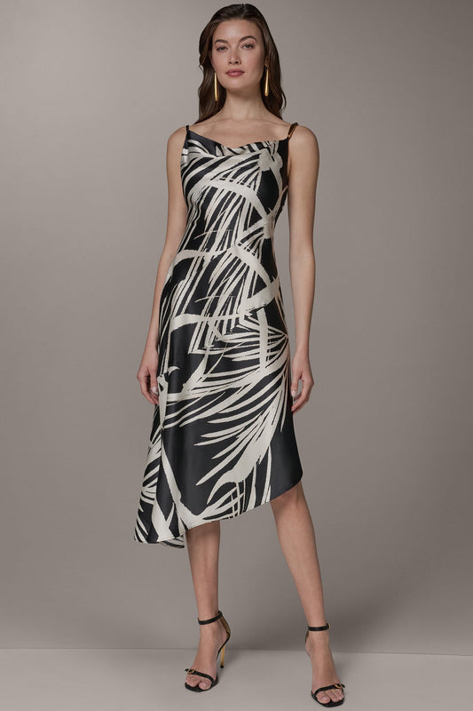 Black Cream ASYMMETRIC MIDI SLIP DRESS Donna Karan