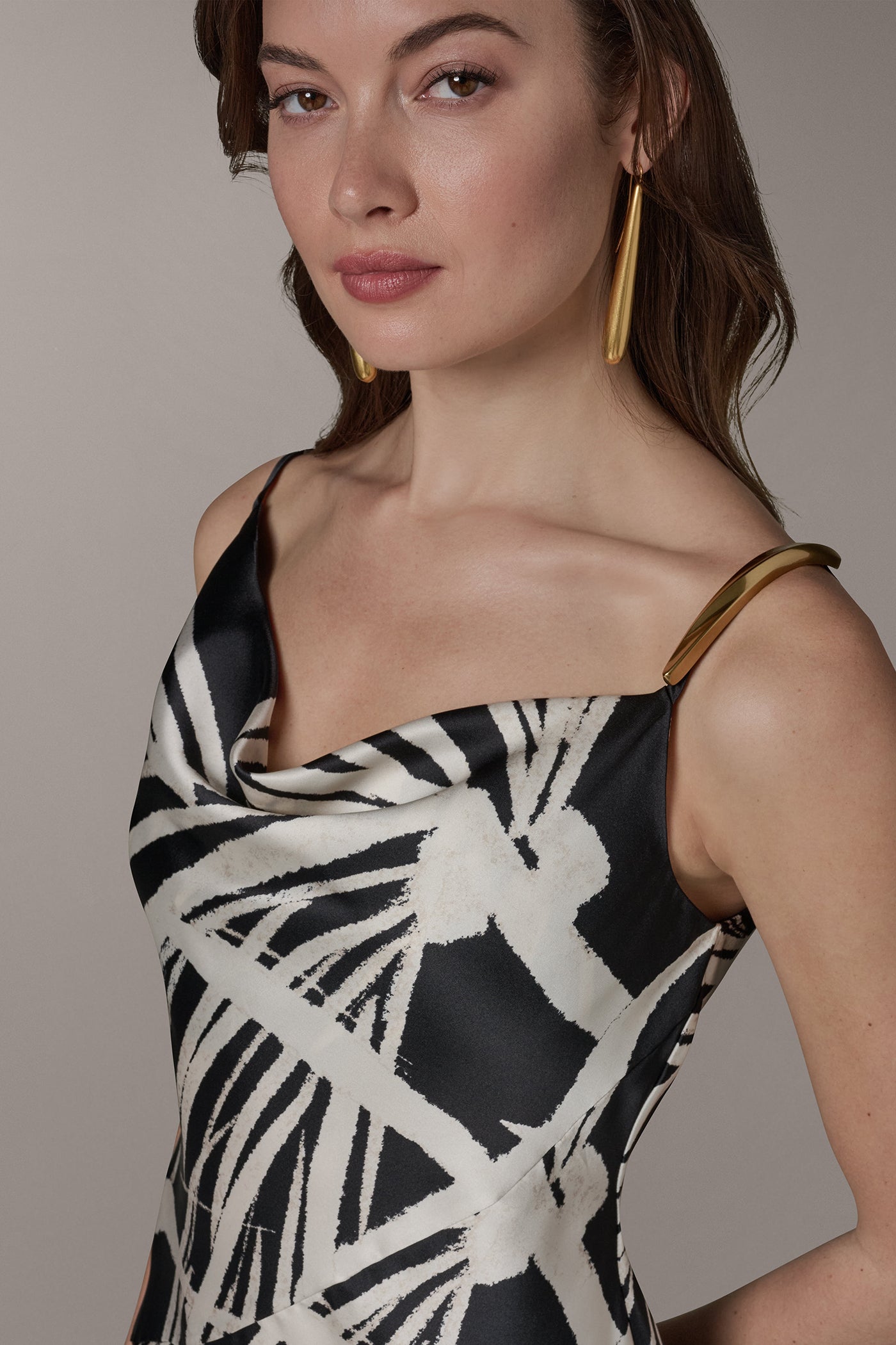 Black Cream ASYMMETRIC MIDI SLIP DRESS Donna Karan