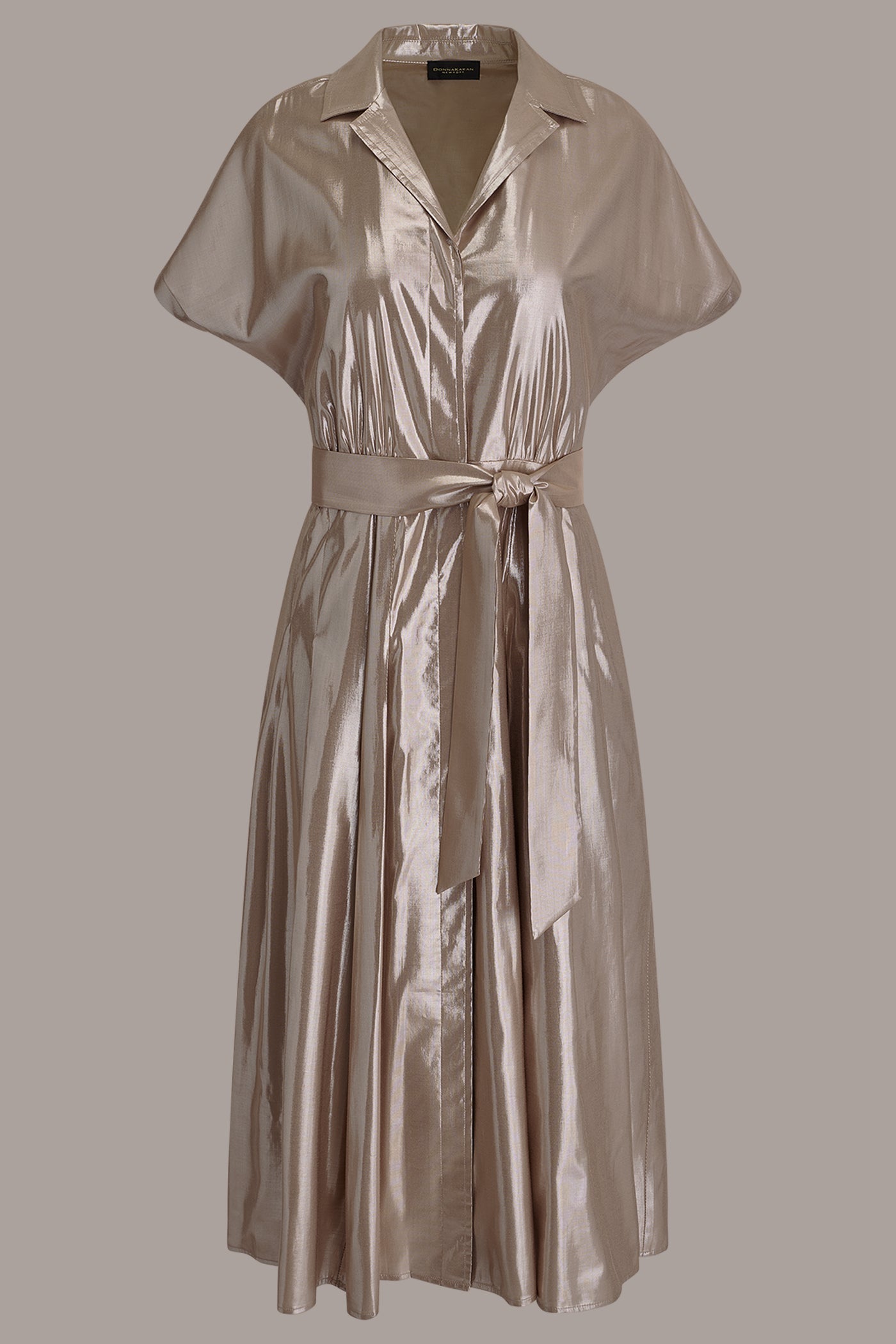 SNOW PETAL/SILVER SHORT SLEEVE MIDI SHIRT DRESS Donna Karan