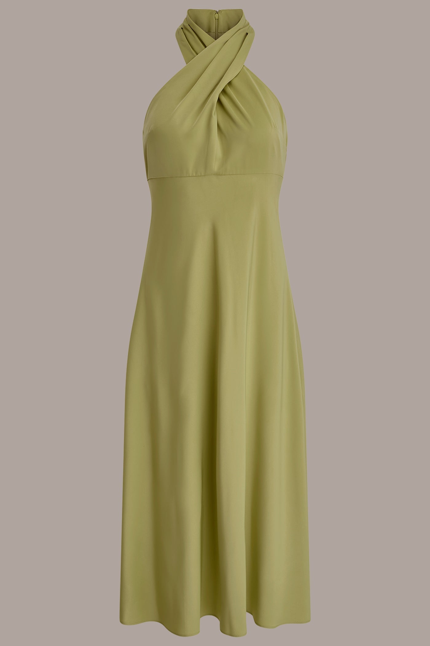 Kiwi SATIN MIDI A-LINE HALTER DRESS Donna Karan