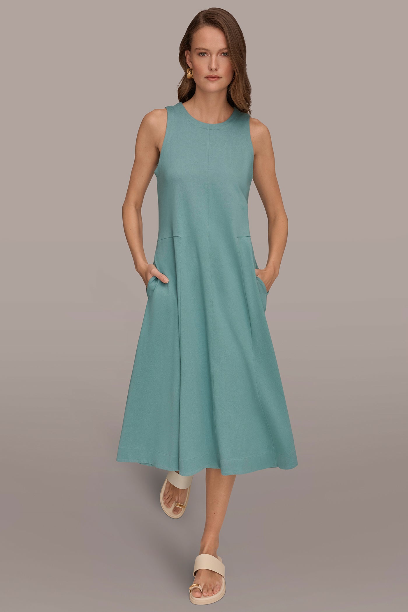 Waterlily SLEEVELESS MIDI TRAPEZE DRESS Donna Karan