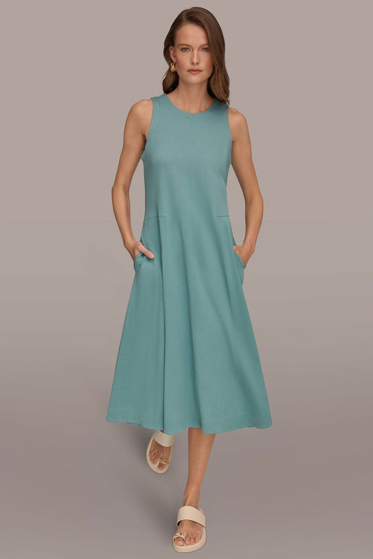 Waterlily SLEEVELESS MIDI TRAPEZE DRESS Donna Karan