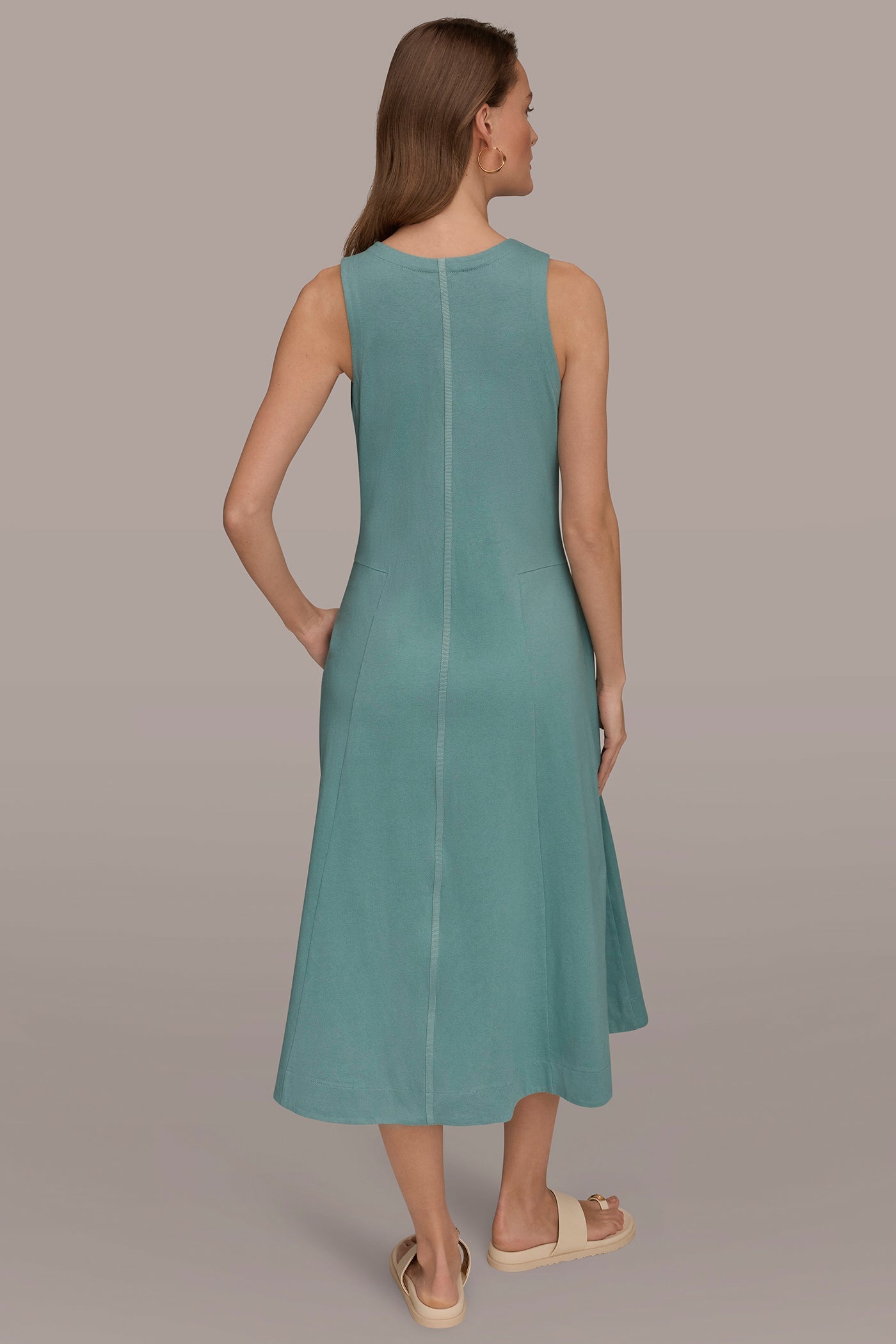 Waterlily SLEEVELESS MIDI TRAPEZE DRESS Donna Karan