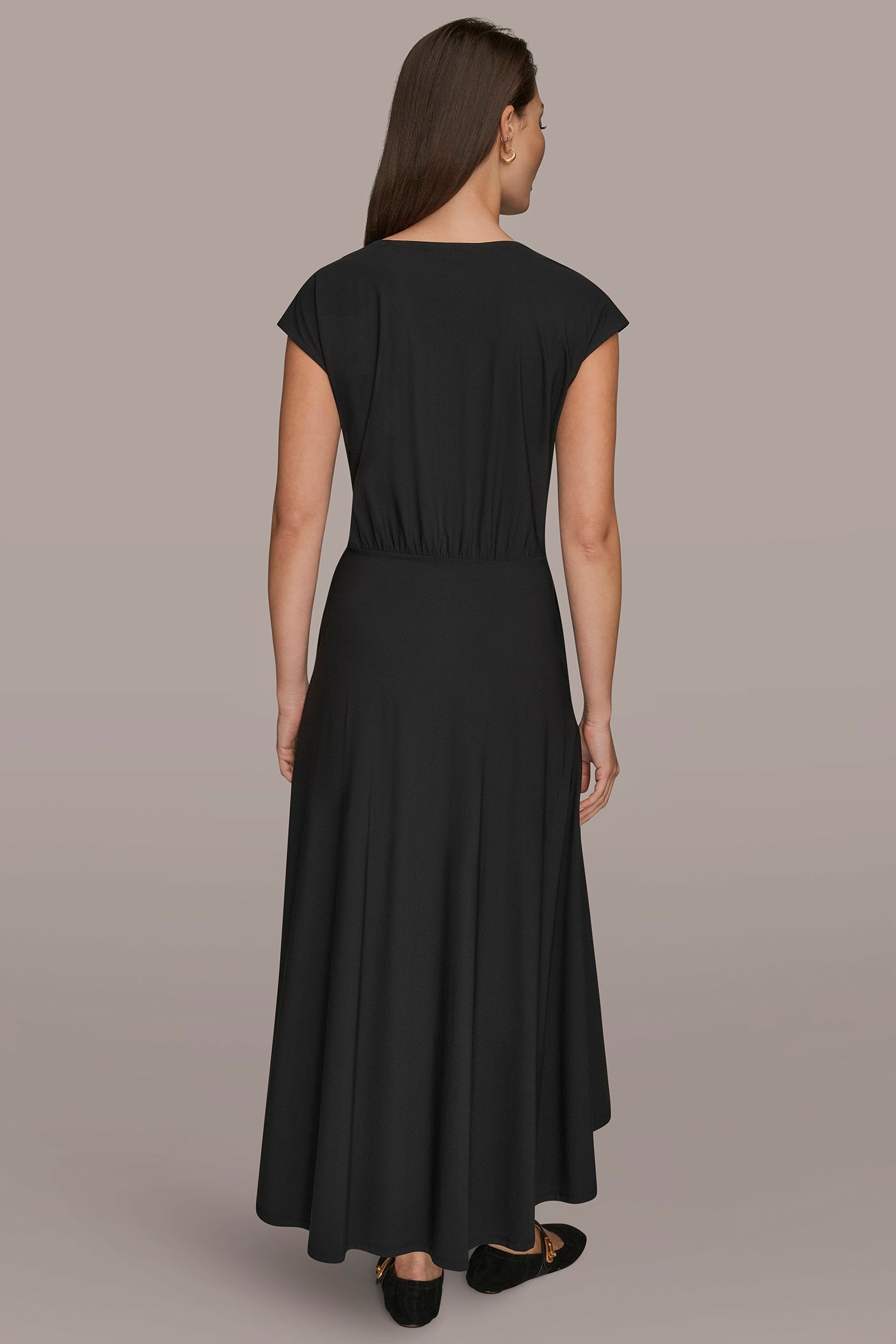 Black THE MODERN TRAVEL MIDI FIT AND FLARE DRESS Donna Karan