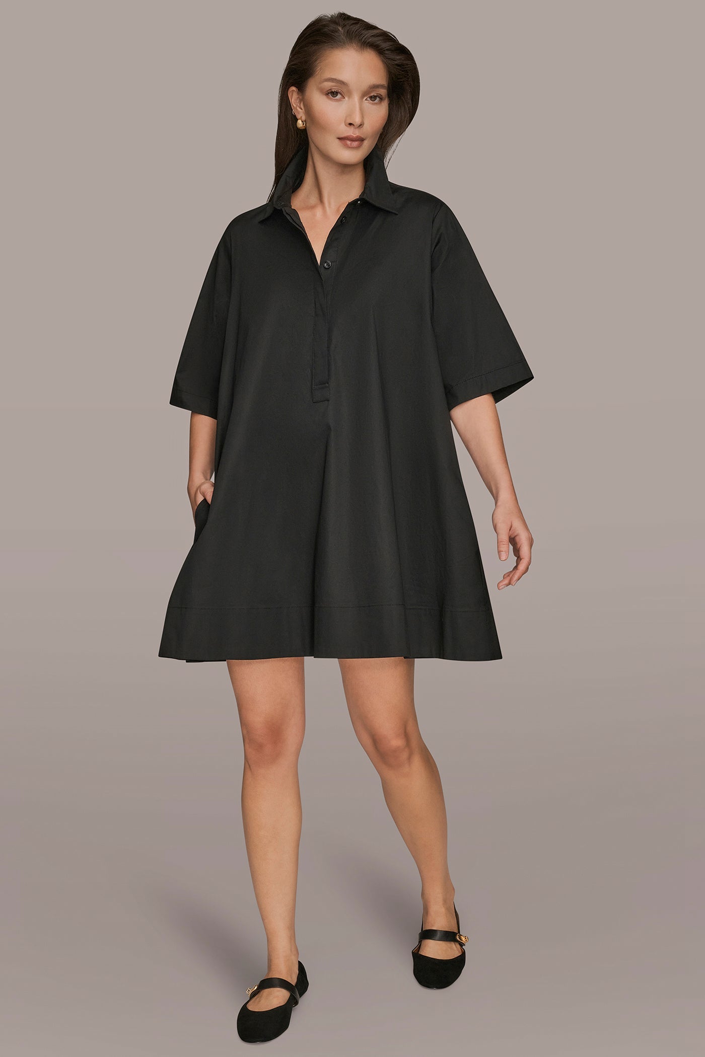 Black ELBOW-SLEEVE DRESS Donna Karan