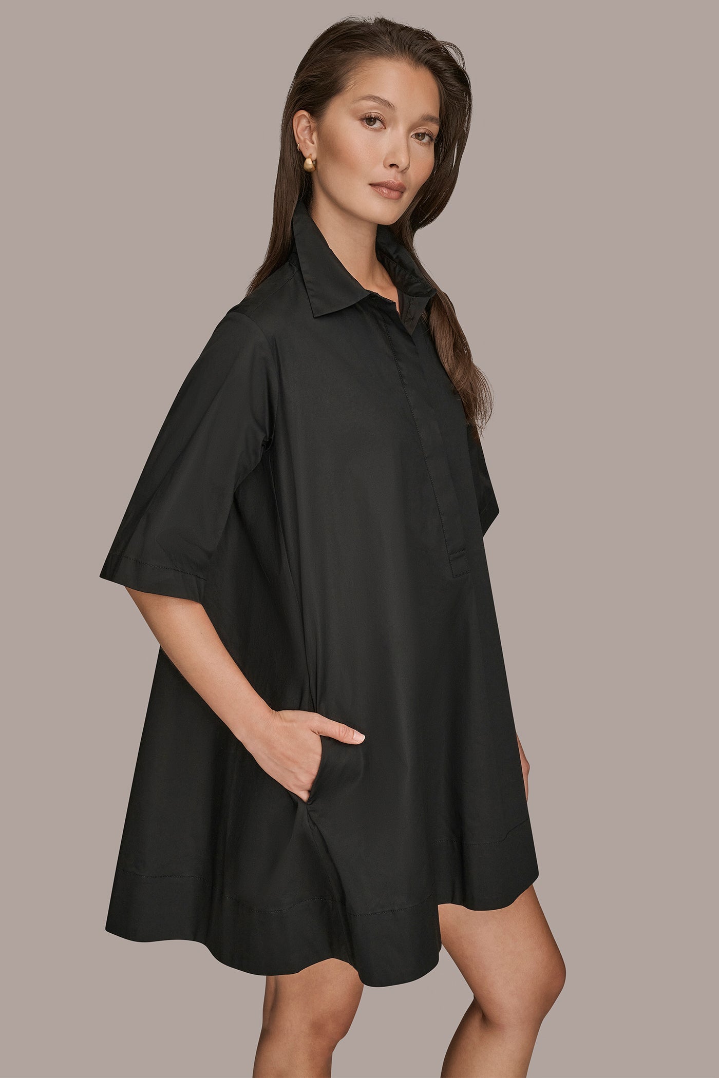 Black ELBOW-SLEEVE DRESS Donna Karan