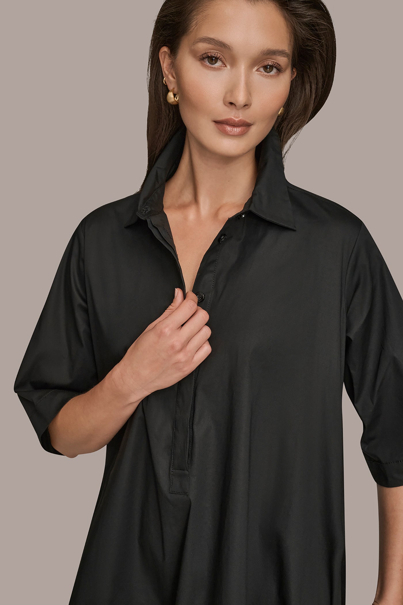 Black ELBOW-SLEEVE DRESS Donna Karan