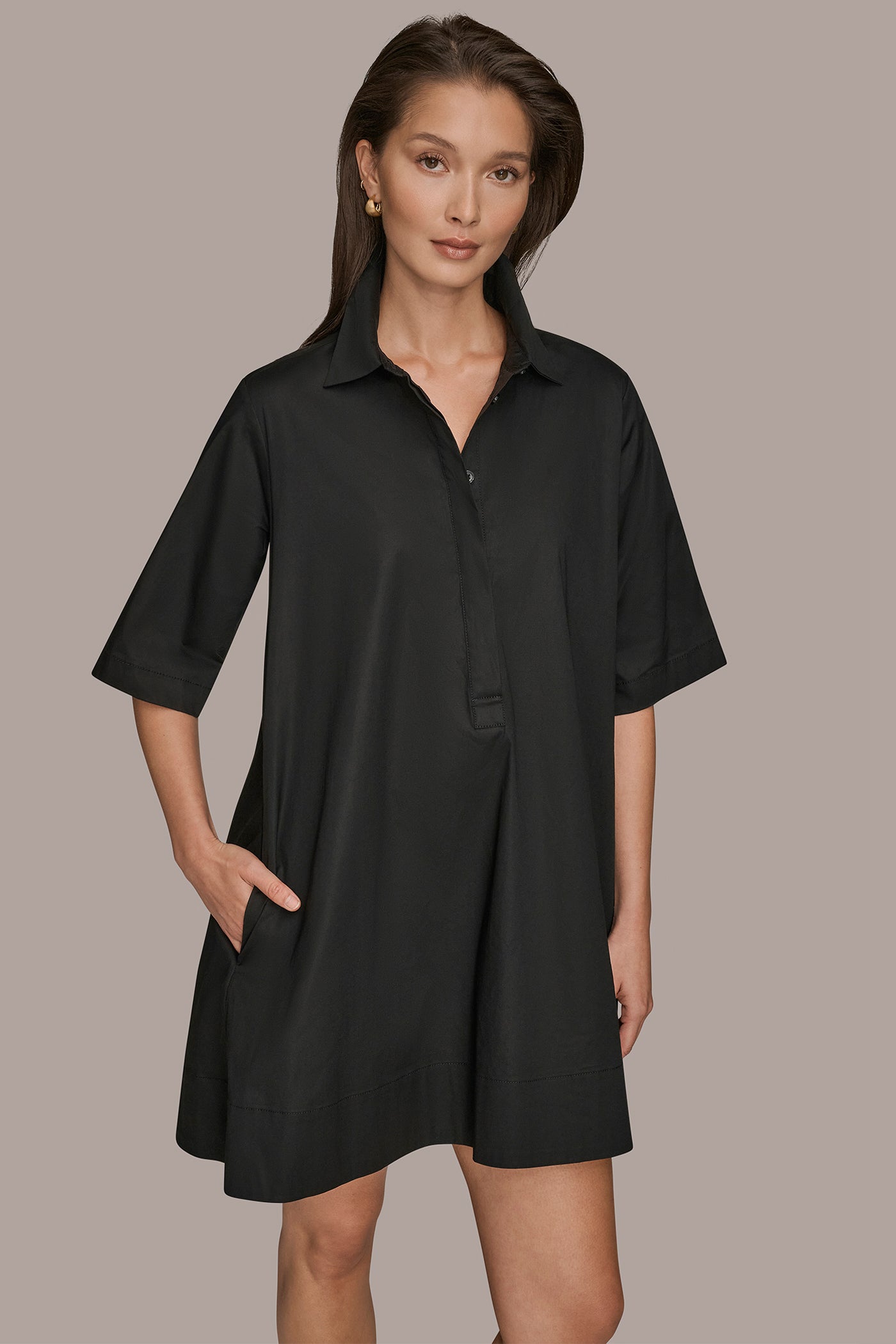 Black ELBOW-SLEEVE DRESS Donna Karan