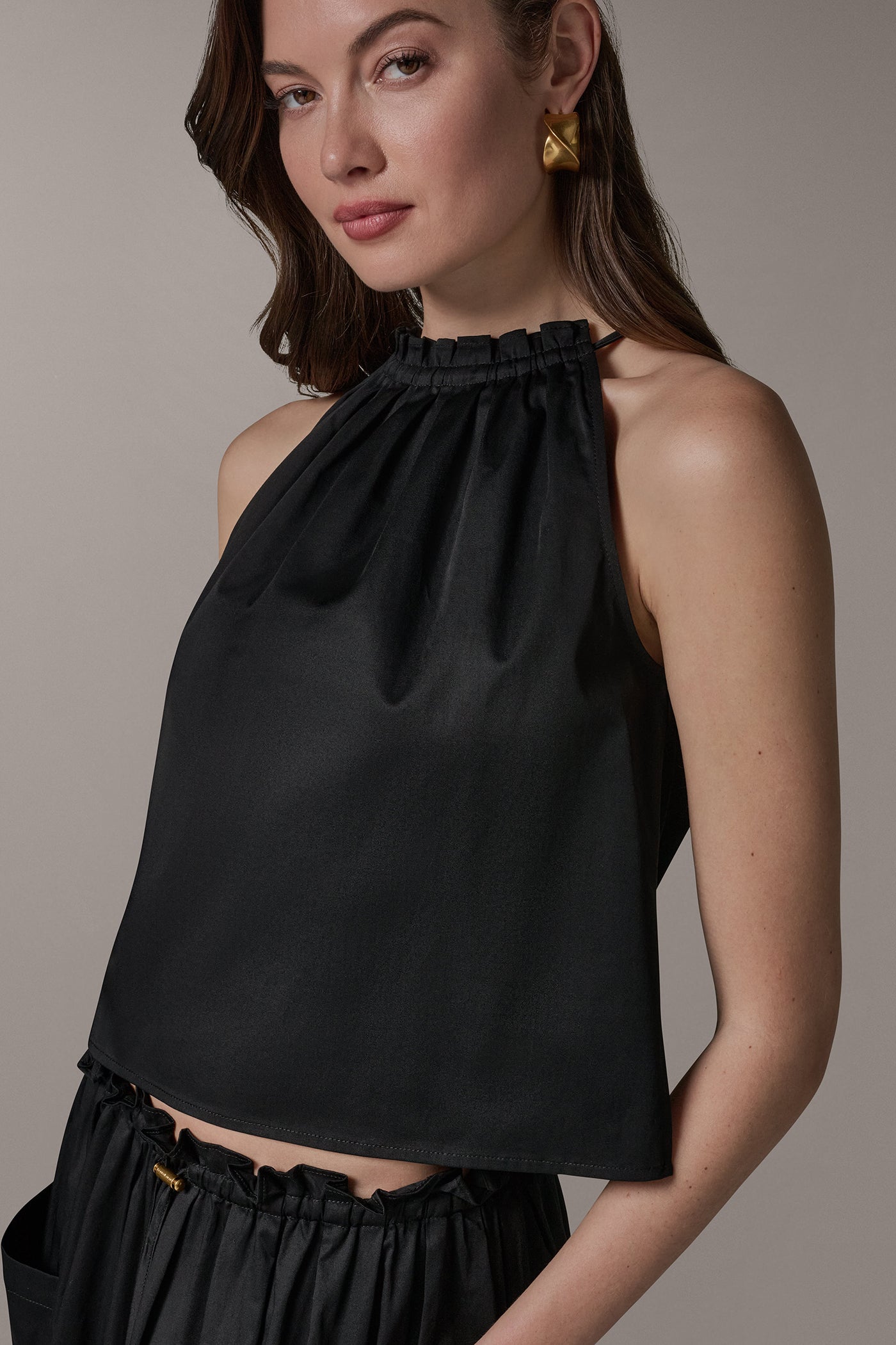 Black TWO-PIECE HALTER TOP AND MIDI SKIRT Donna Karan