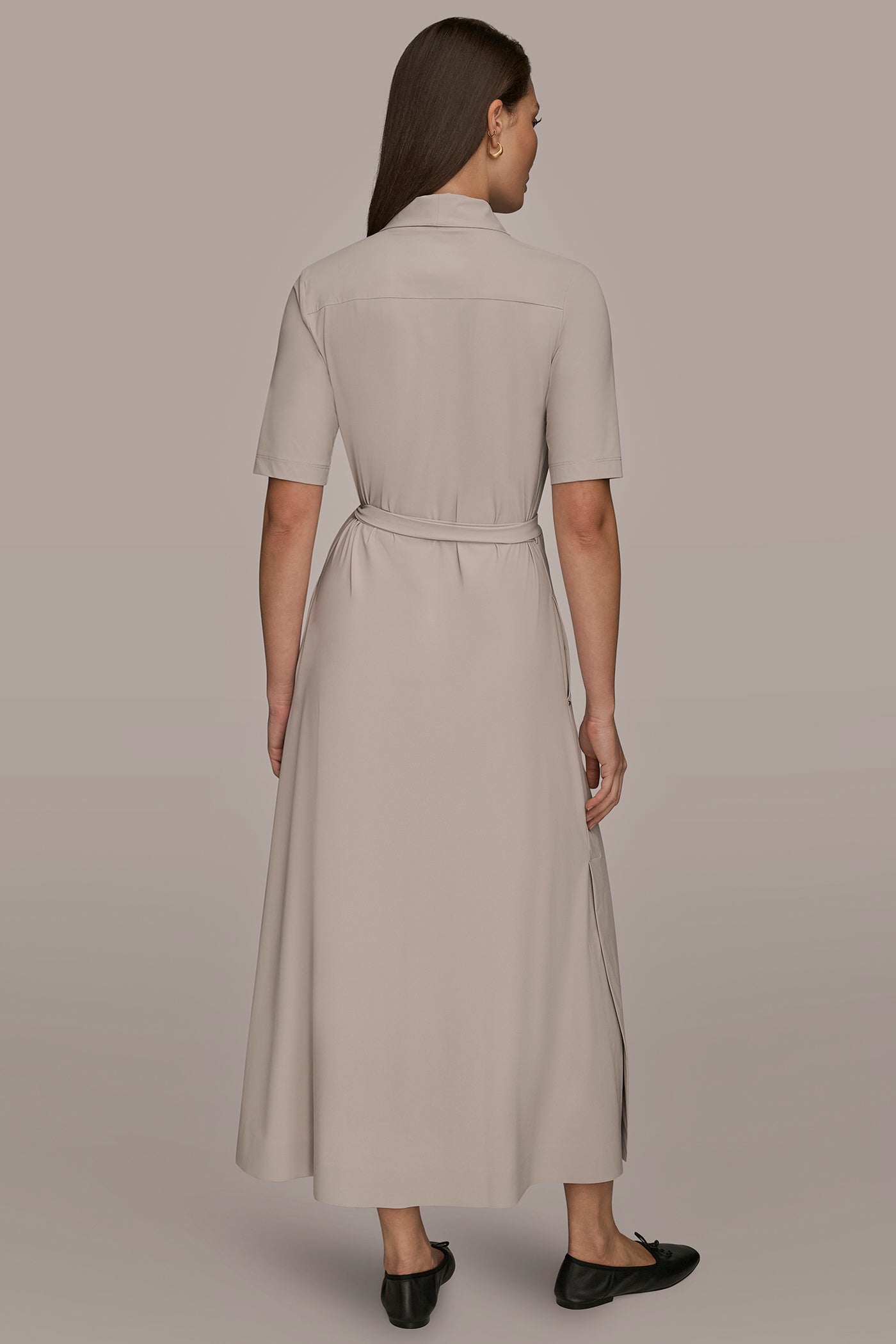 VAPOR THE MODERN TRAVEL ELBOW-SLEEVE MIDI WRAP DRESS Donna Karan