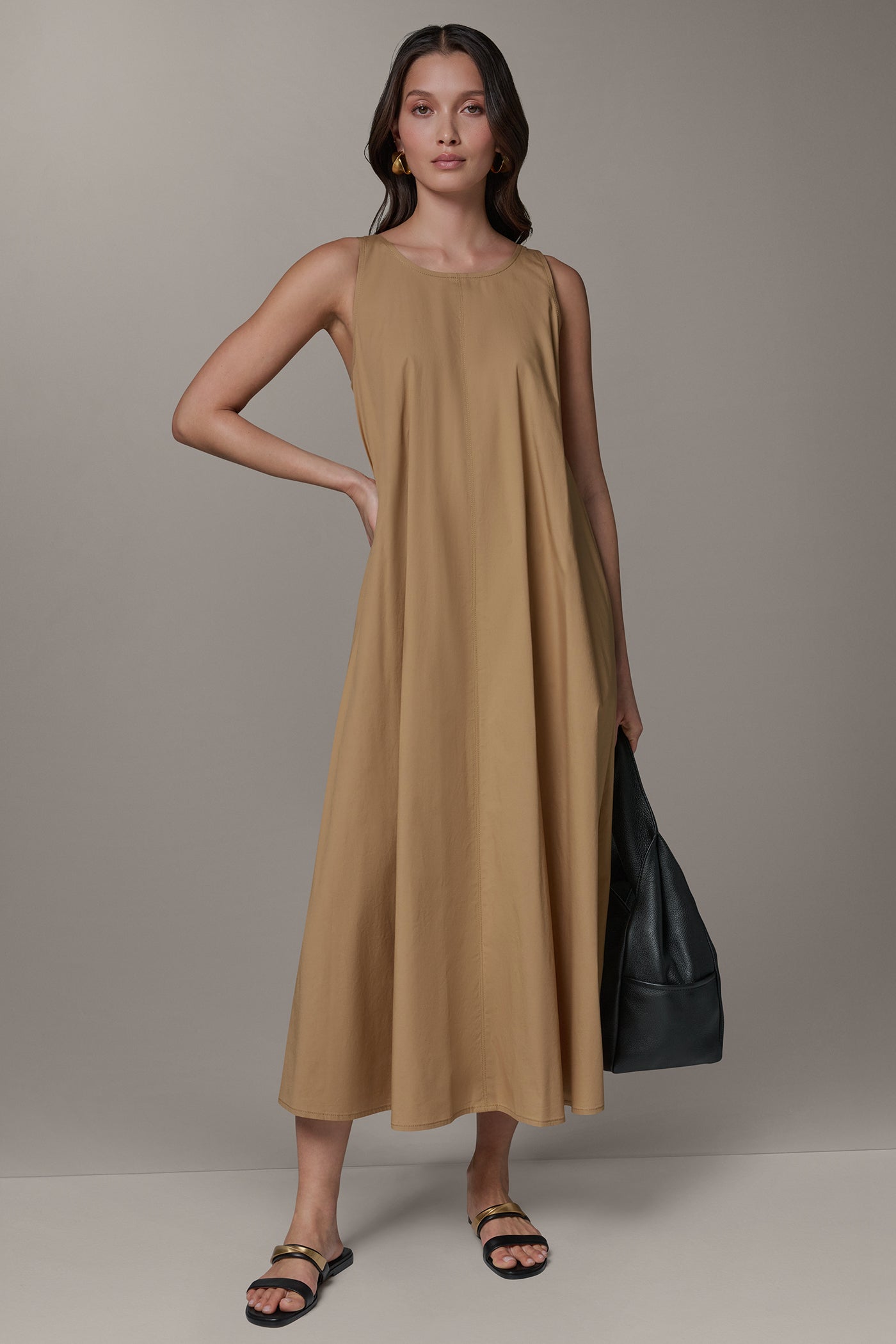 Fawn SLEEVELESS MAXI TRAPEZE DRESS Donna Karan