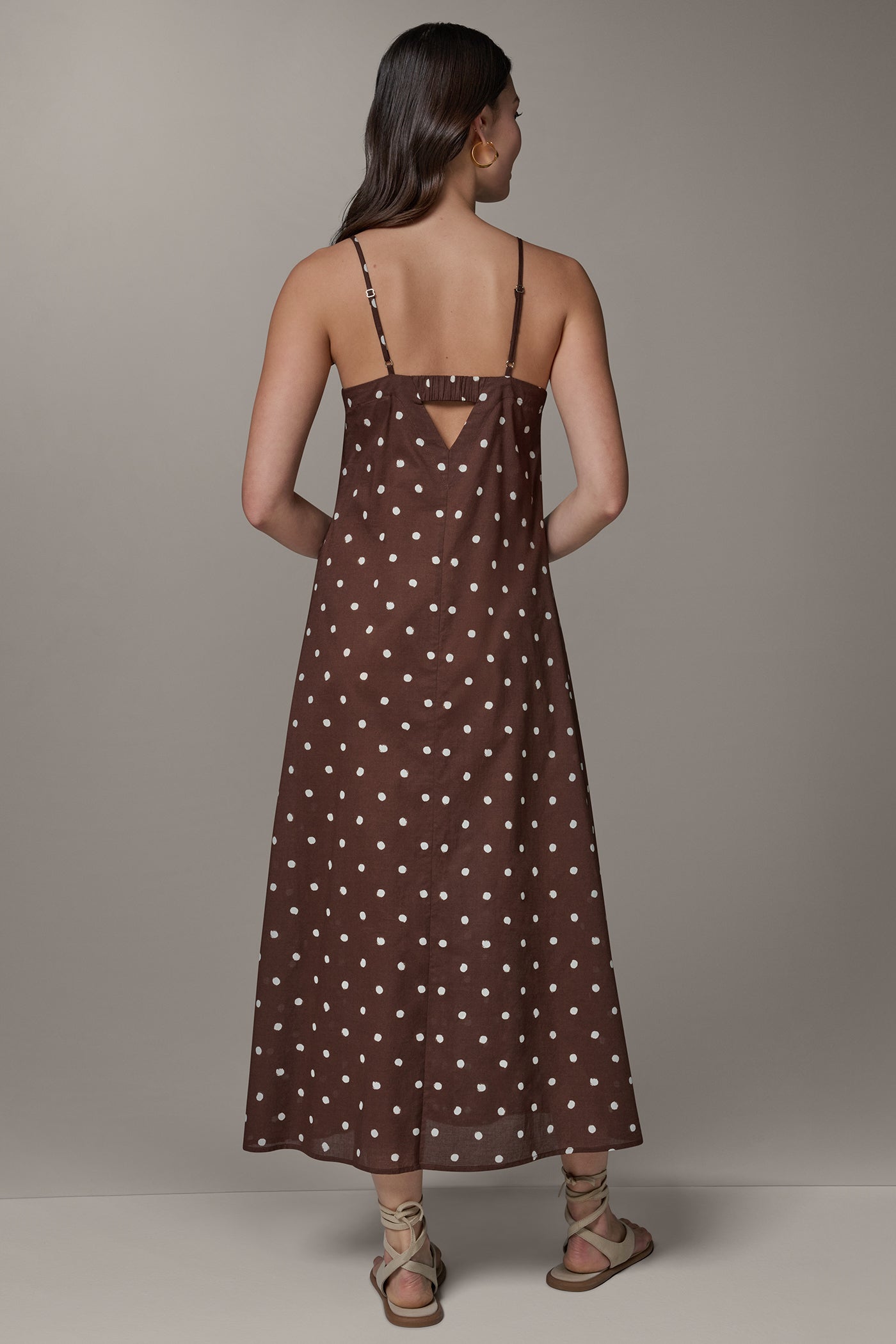 Canyon/Cream SLEEVELESS MAXI CUTOUT DRESS Donna Karan