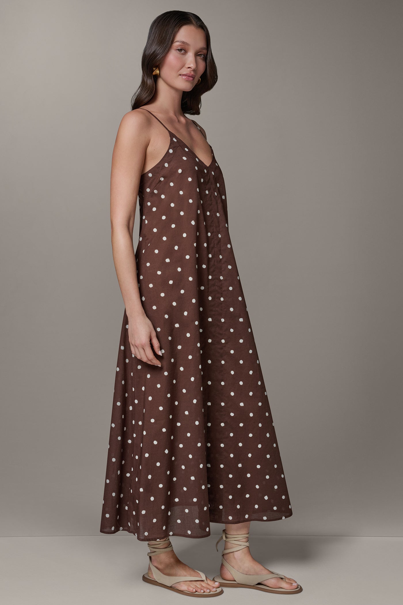 Canyon/Cream SLEEVELESS MAXI CUTOUT DRESS Donna Karan
