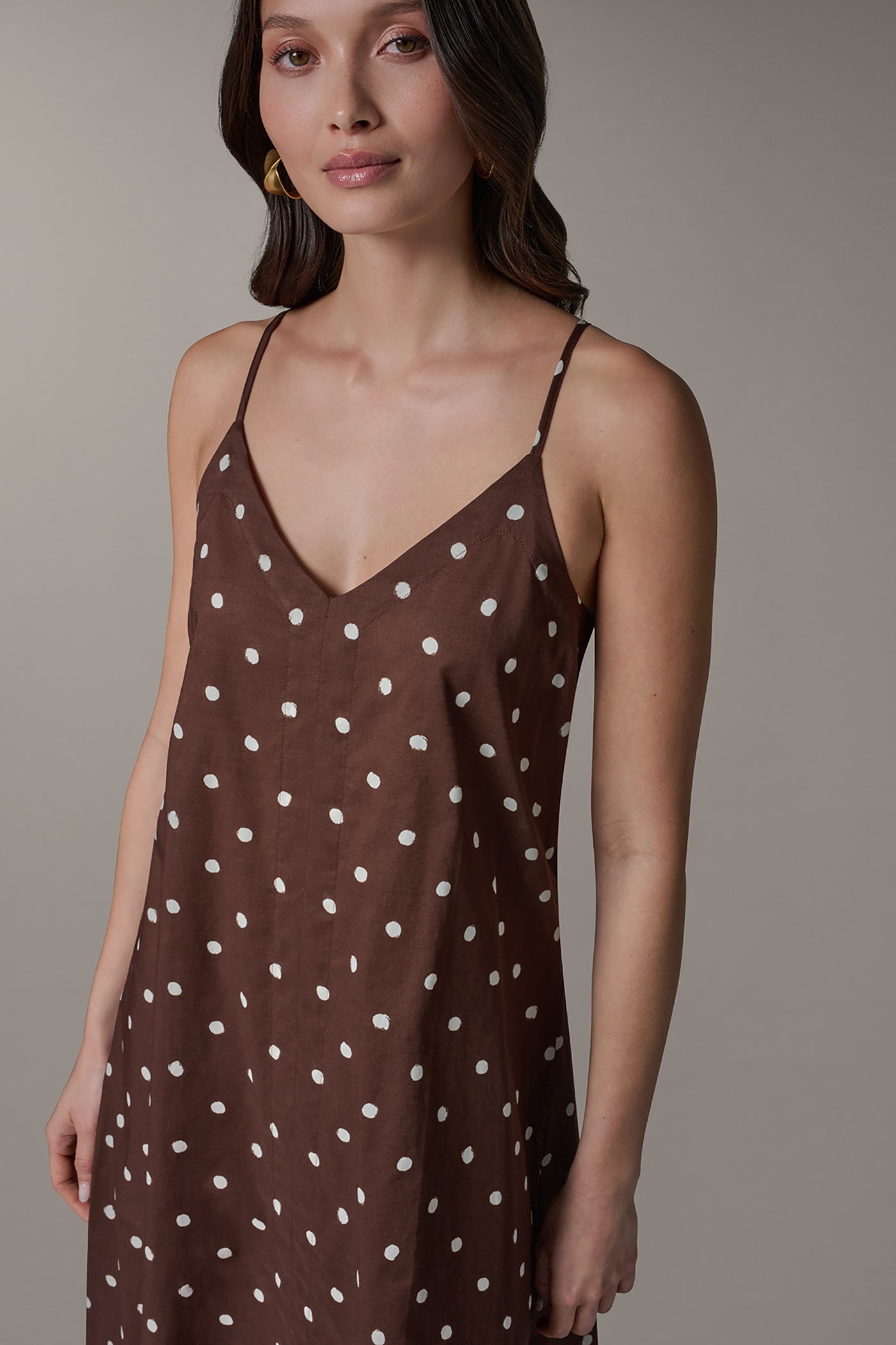 Canyon/Cream SLEEVELESS MAXI CUTOUT DRESS Donna Karan