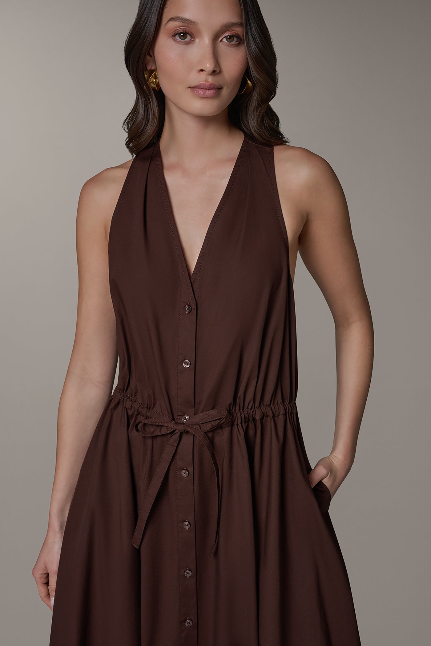 Canyon SLEEVELESS MIDI HALTER DRESS Donna Karan