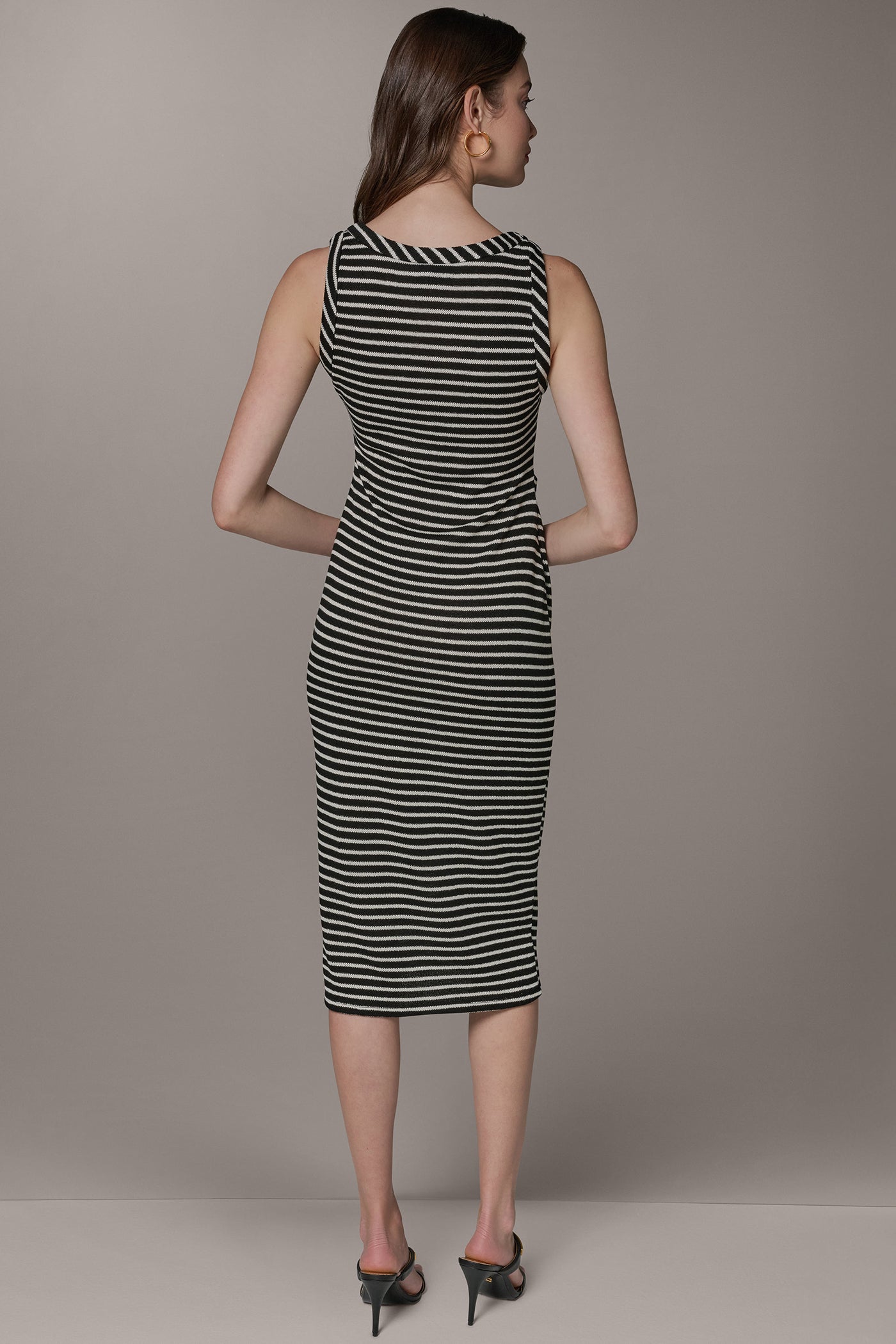 Black Cream SLEEVELESS TWIST MIDI DRESS Donna Karan