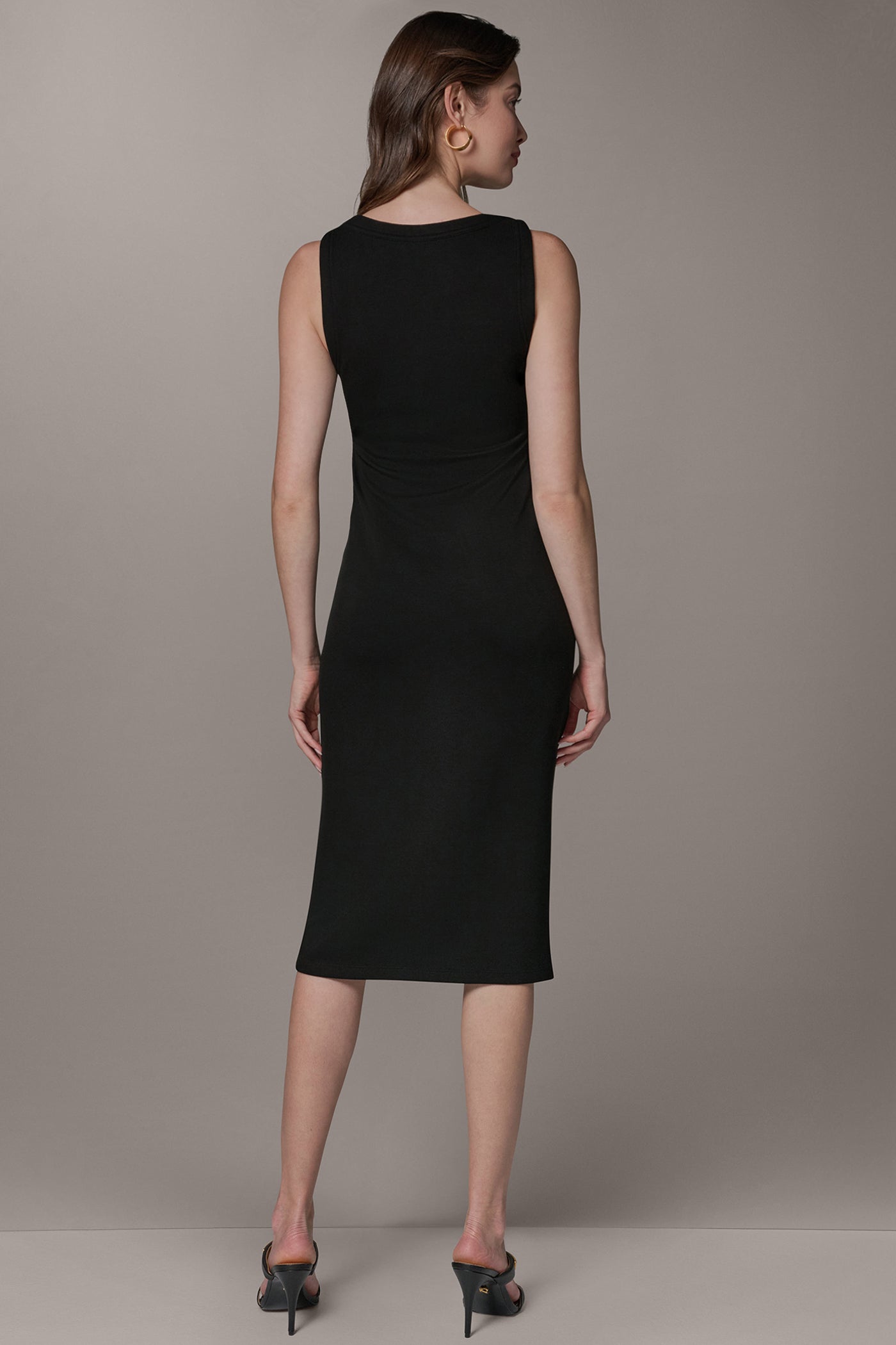 Black SLEEVELESS TWIST MIDI DRESS Donna Karan