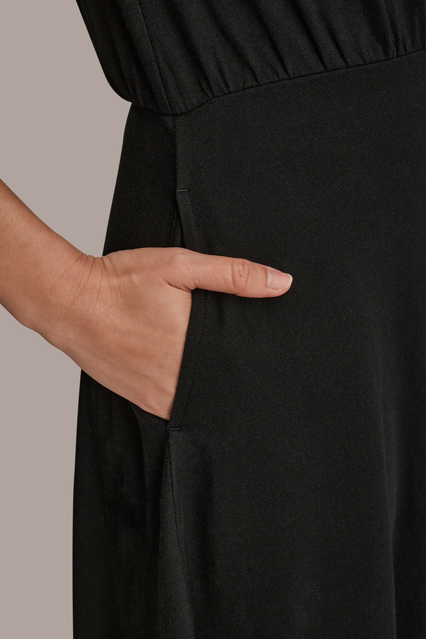 Black CAP SLEEVE CREW NECK DRESS Donna Karan