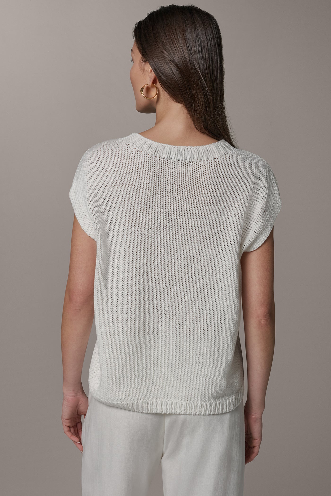 Cream SLEEVELESS FLORAL SWEATER Donna Karan