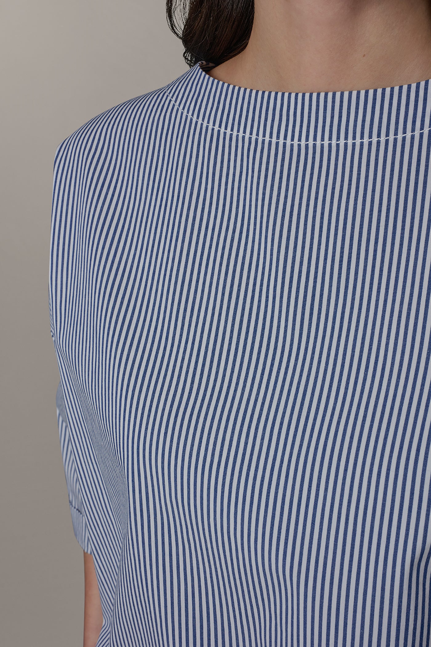 Nightfall/Cream 3/4 SLEEVE STRIPE BLOUSE Donna Karan