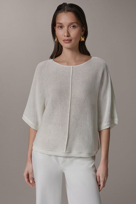 Cream DOLMAN SLEEVE BALLET NECK SWEATER Donna Karan