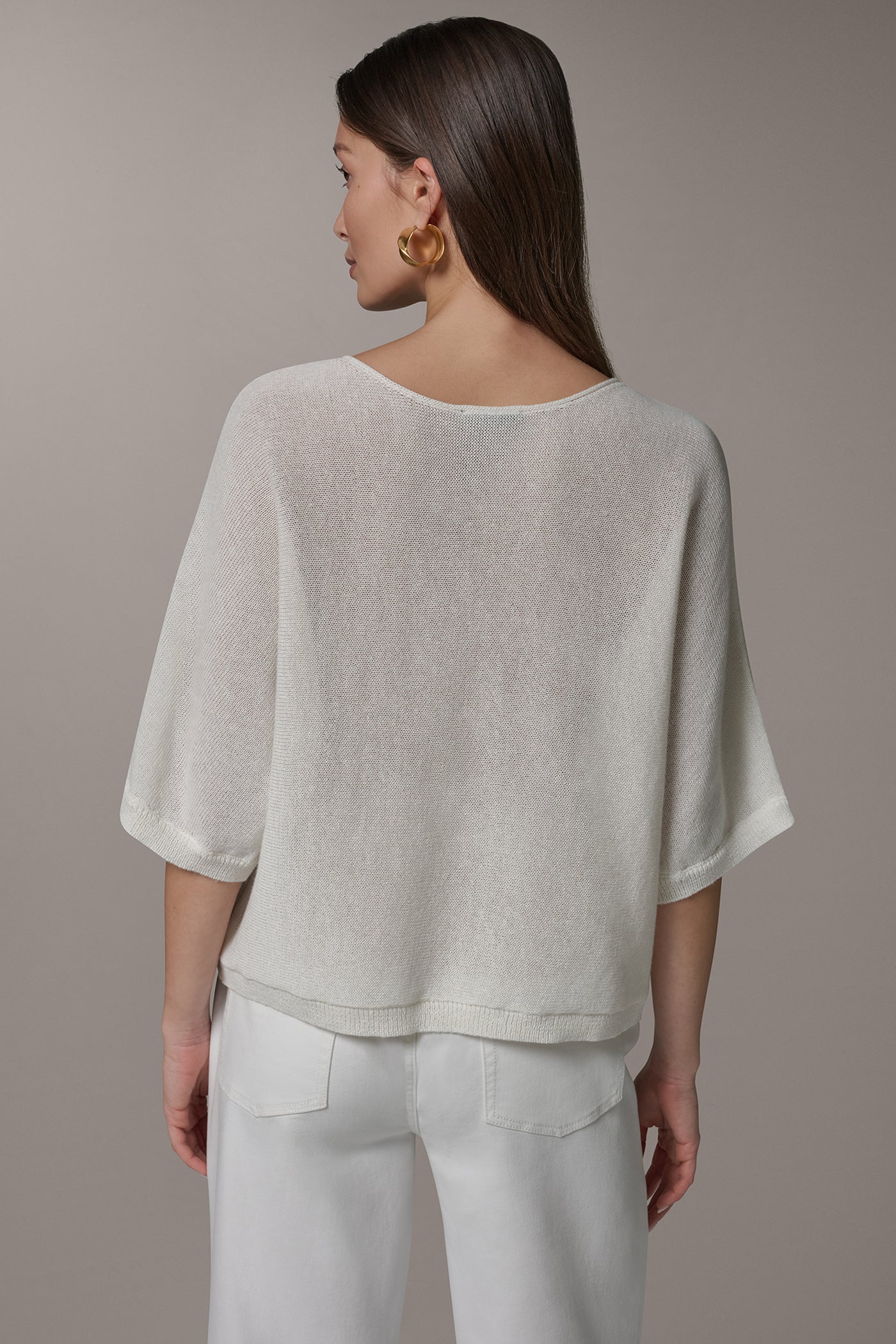 Cream DOLMAN SLEEVE BALLET NECK SWEATER Donna Karan