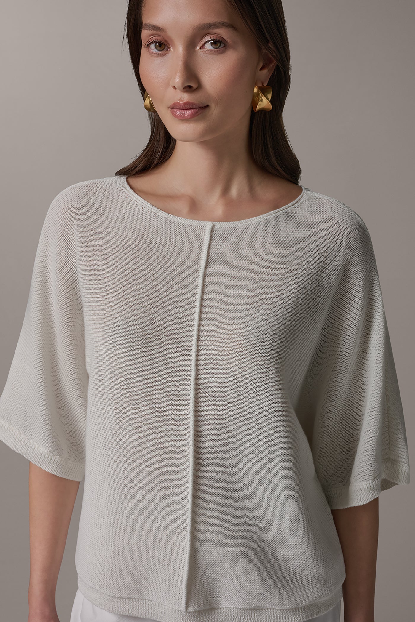 Cream DOLMAN SLEEVE BALLET NECK SWEATER Donna Karan