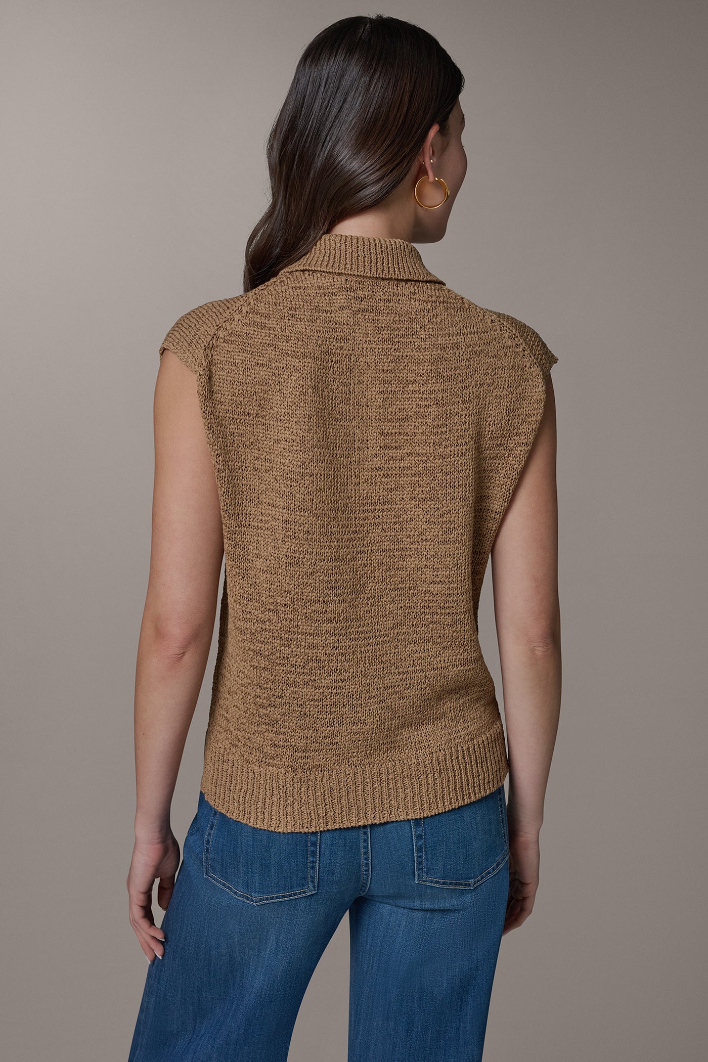 Fawn SLEEVELESS POLO SWEATER Donna Karan