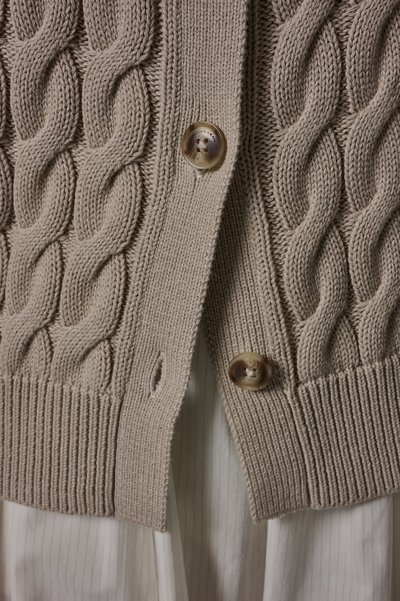 Sandstone SLEEVELESS CABLE KNIT VEST Donna Karan