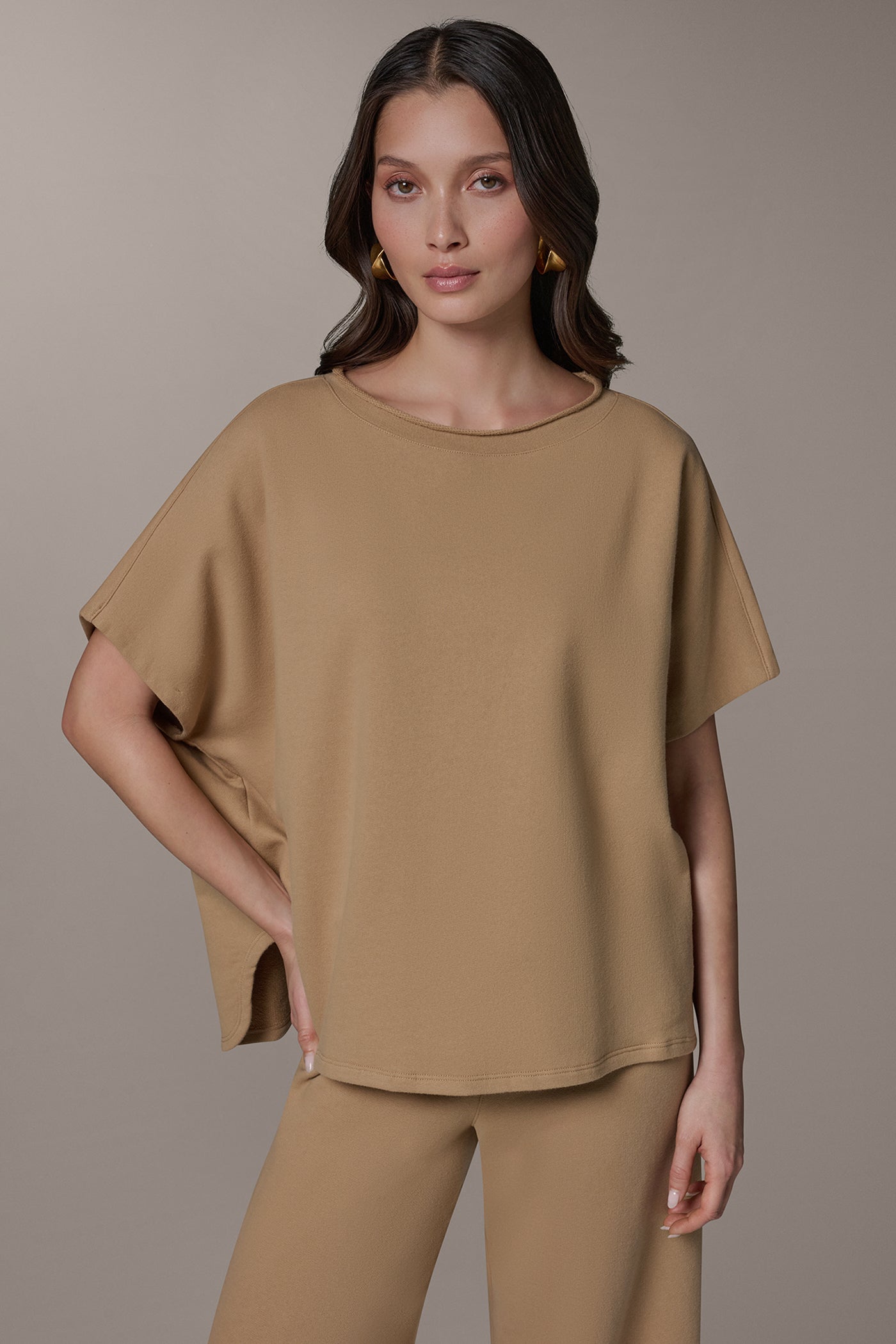 Fawn SHORT SLEEVE BOATNECK PULLOVER Donna Karan