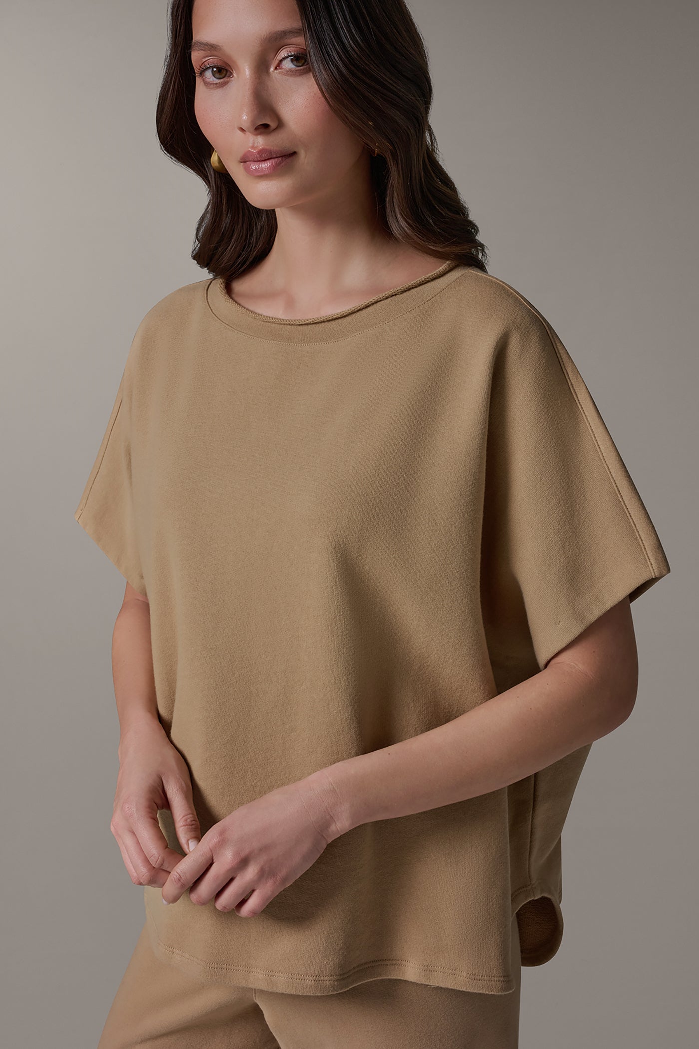 Fawn SHORT SLEEVE BOATNECK PULLOVER Donna Karan