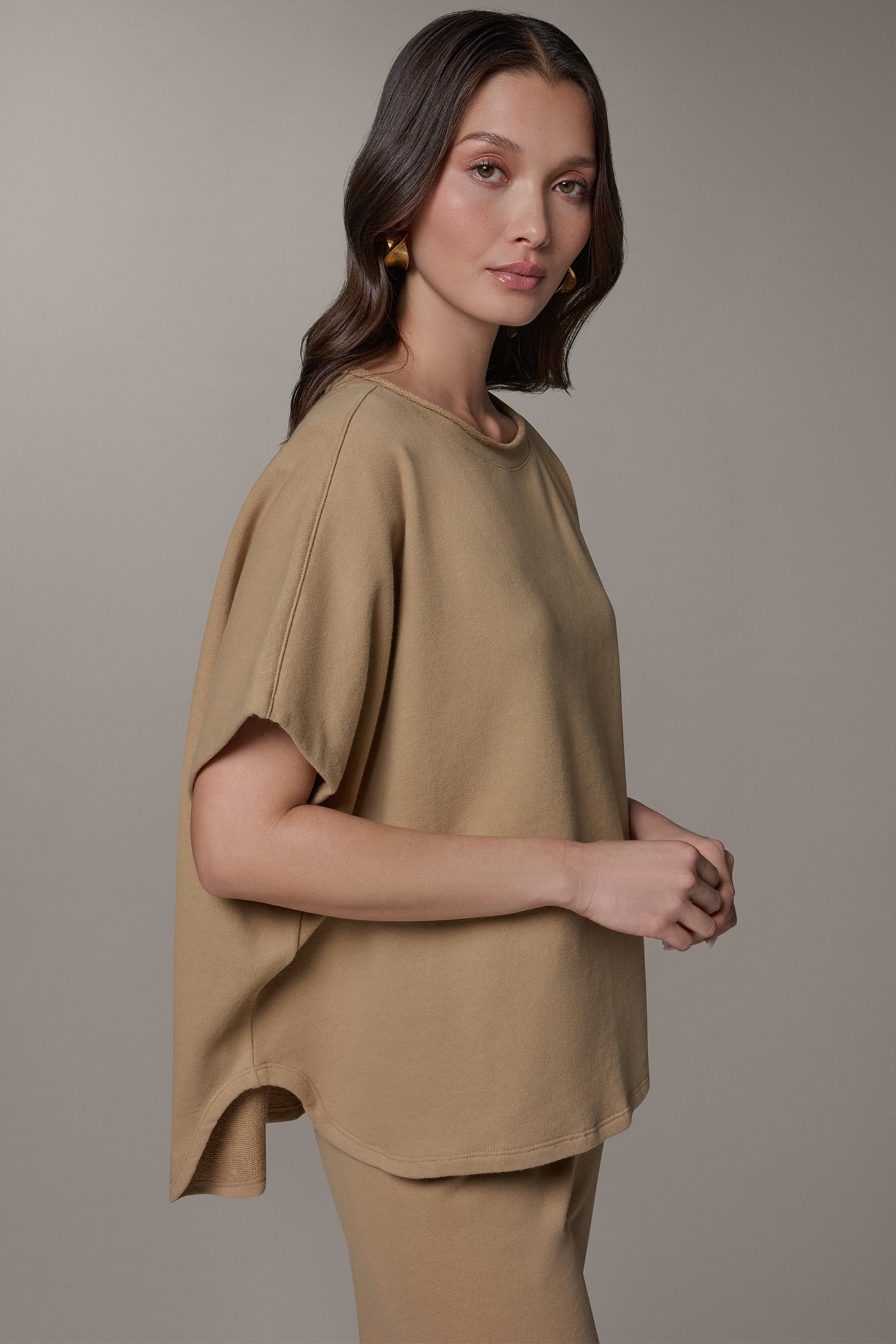 Fawn SHORT SLEEVE BOATNECK PULLOVER Donna Karan